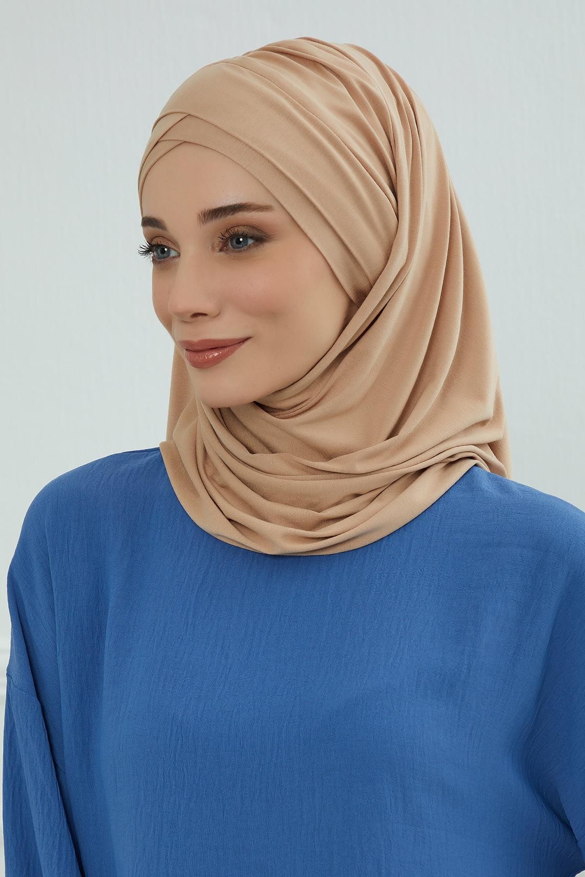 Aisha's Design-Practical Combed Cotton Shawl - Front Cross Sewing and Drawstring, Cps-45, Cps-45 3