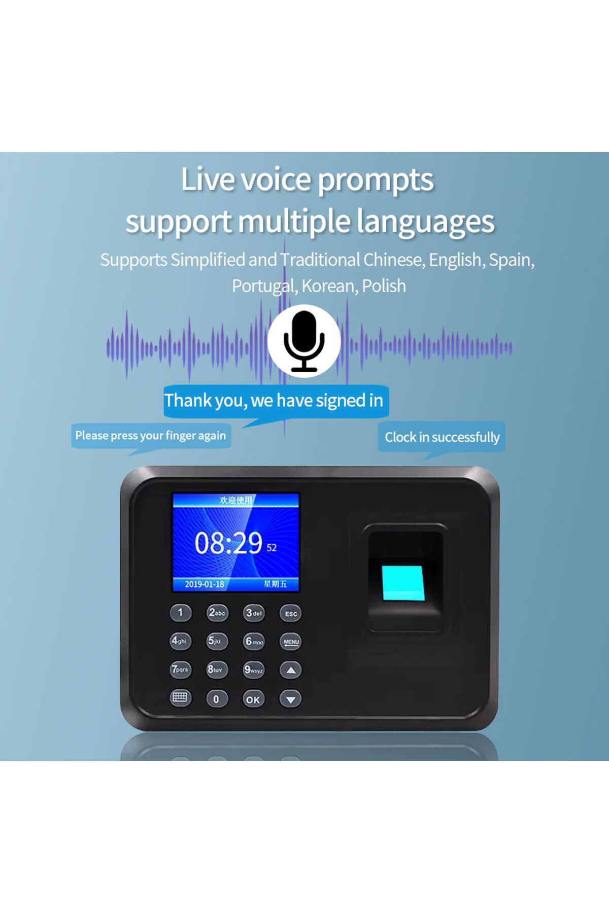 Choice-Fingerprint Attendance System Biometric Clock in Machine Employee Keypad Electric Time Clock Reco... 5