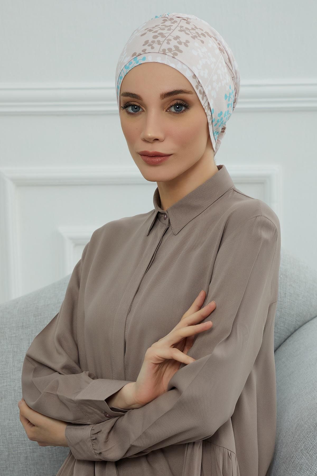 Aisha's Design-Patterned Combed Cotton Bonnet - B-53Yd Model 1