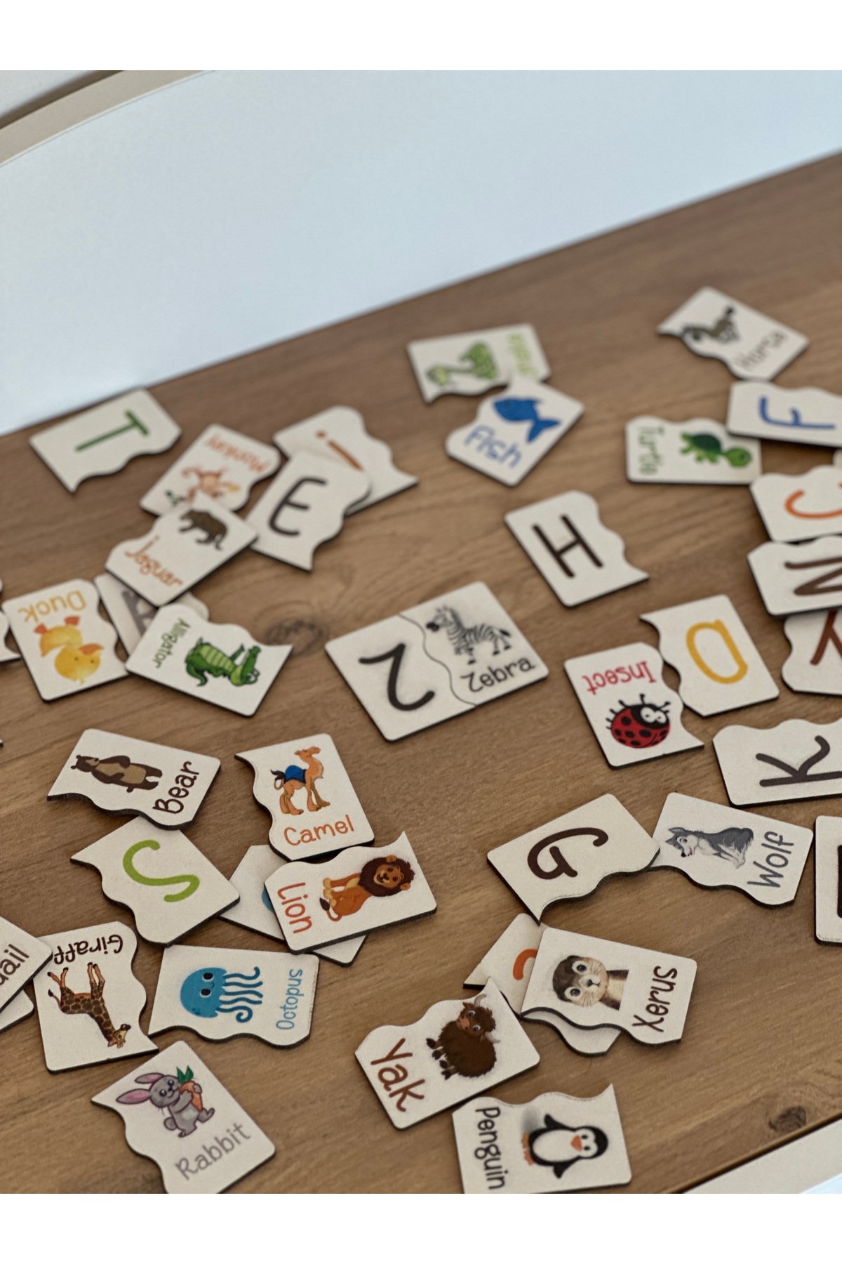 Bellacasa İngilizce Puzzle Harf Hayvan Eşleme Kartı, Eğitici Oyuncak, Montessori Eğitim Oyuncak, Motor Zeka fotoğrafı 2 (önizleme)