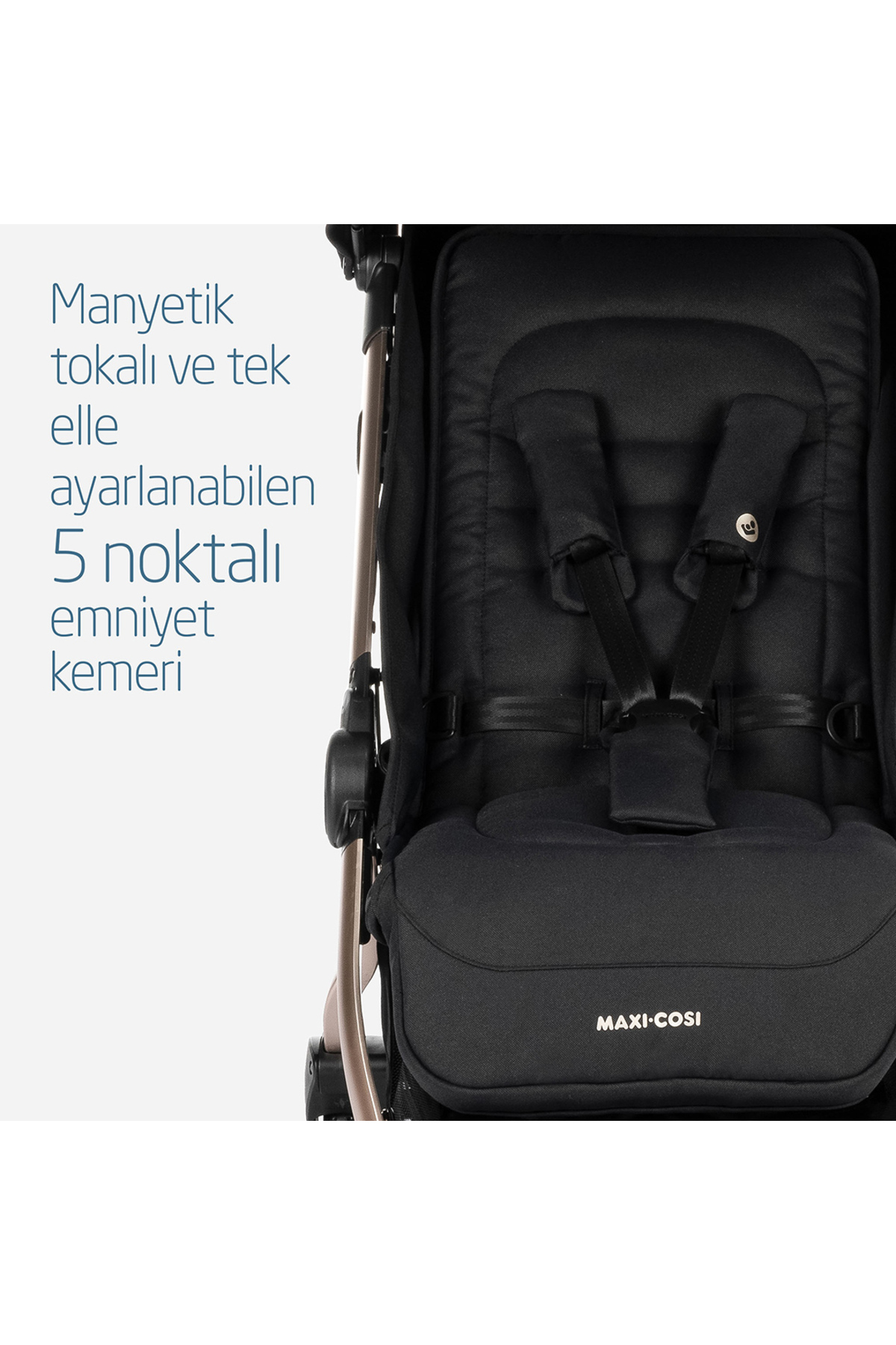 Maxi-Cosi Maxi-cosi Eva Otomatik Katlanan Kompakt Bebek Arabası Essesntial Black Champagne fotoğrafı 4 (önizleme)