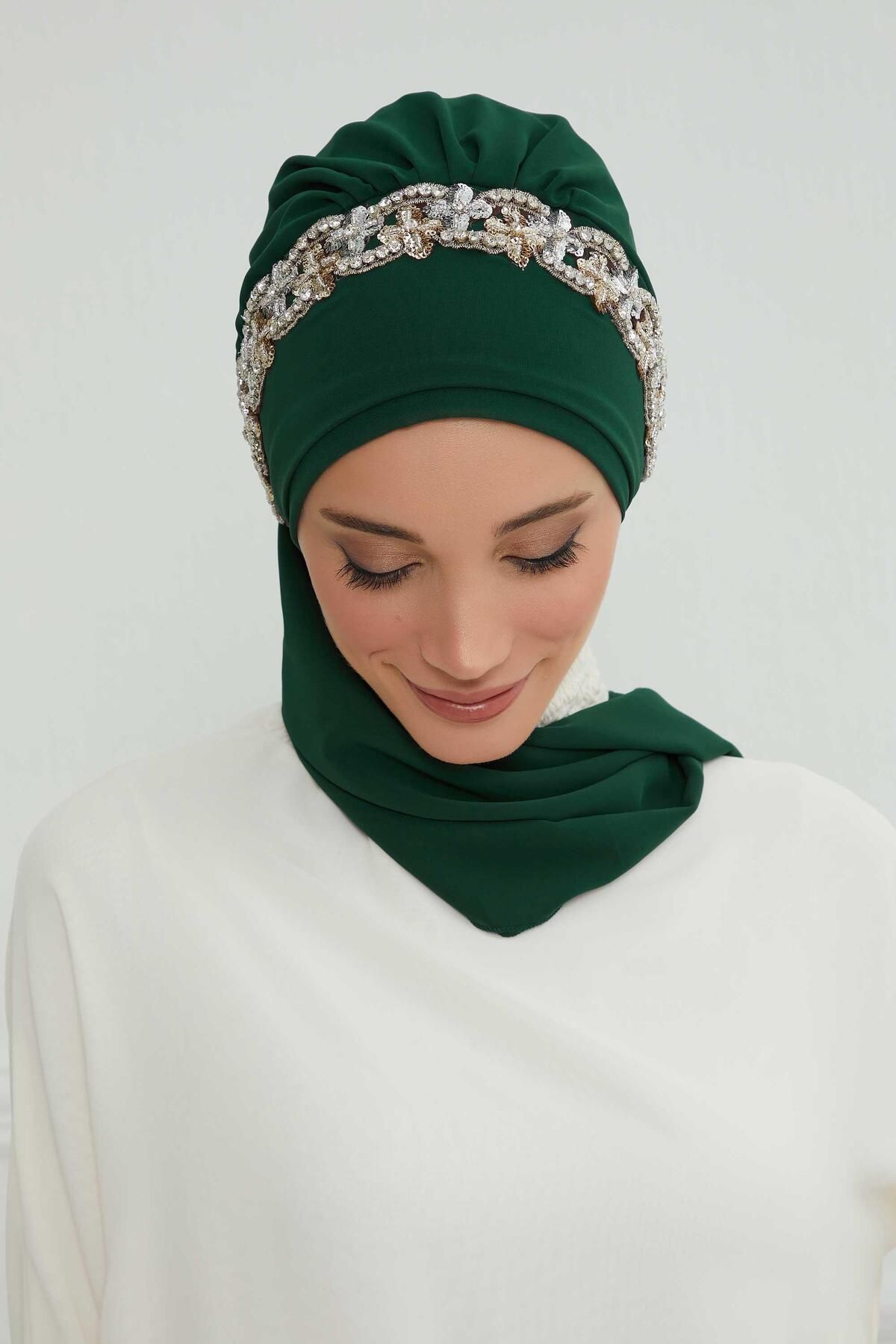 Aisha's Design-Turban gata din șifon - cu accesorii din piatră, design, ht-101, ht-101 4