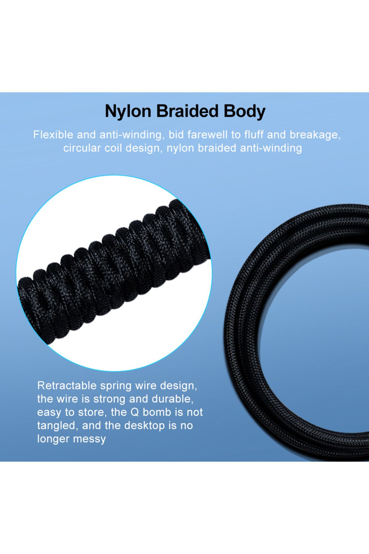 Choice-REDRAGON A115 Type C USB Coiled Wire Spring Cable Aviator Desktop Computer PC Aviation Connector ... 6