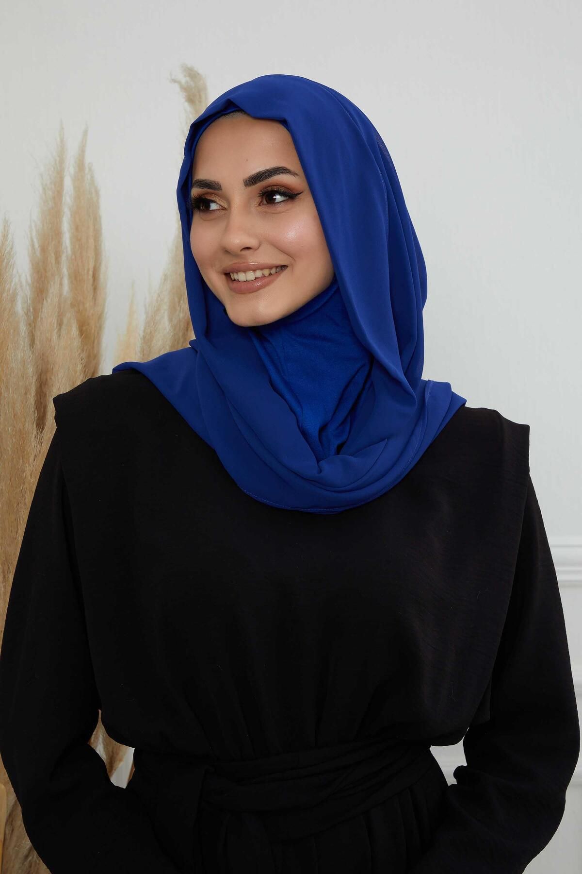 Aisha's Design-Chiffon Combed Cotton Shawl with Inner Bonnet - Ps-46 8