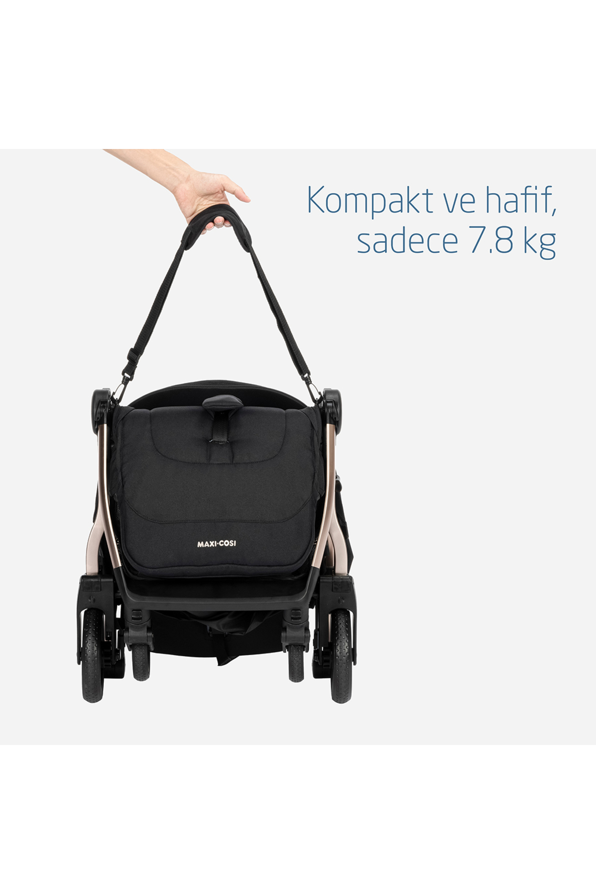 Maxi-Cosi Maxi-cosi Eva Otomatik Katlanan Kompakt Bebek Arabası Essesntial Black Champagne fotoğrafı 5 (önizleme)