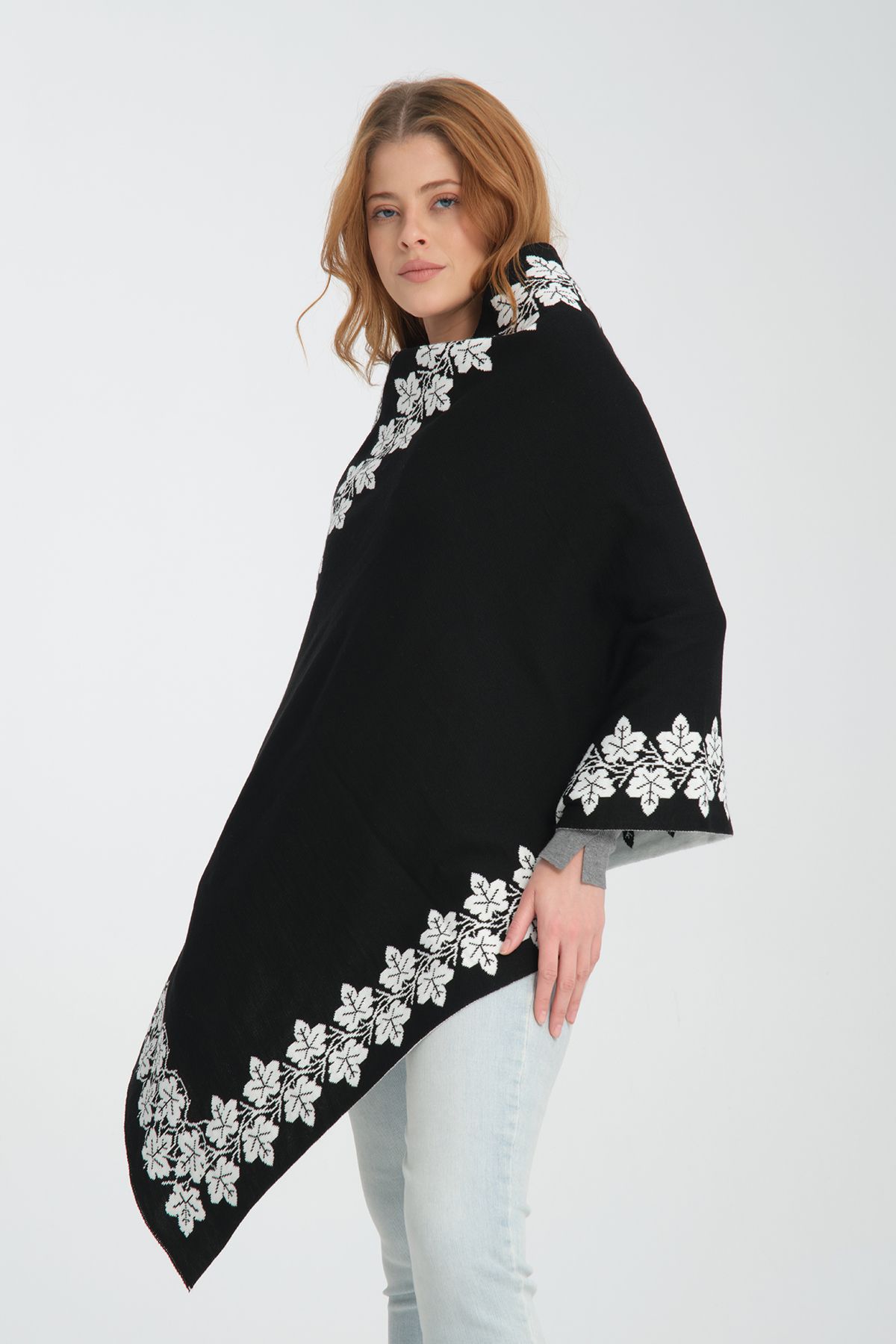 VEGA MODA-Şal de umăr cu model Ivy, Şal de umăr confortabil elegant cu model Ivy, Şal de umăr tricotat, Şal bidirecţional 6
