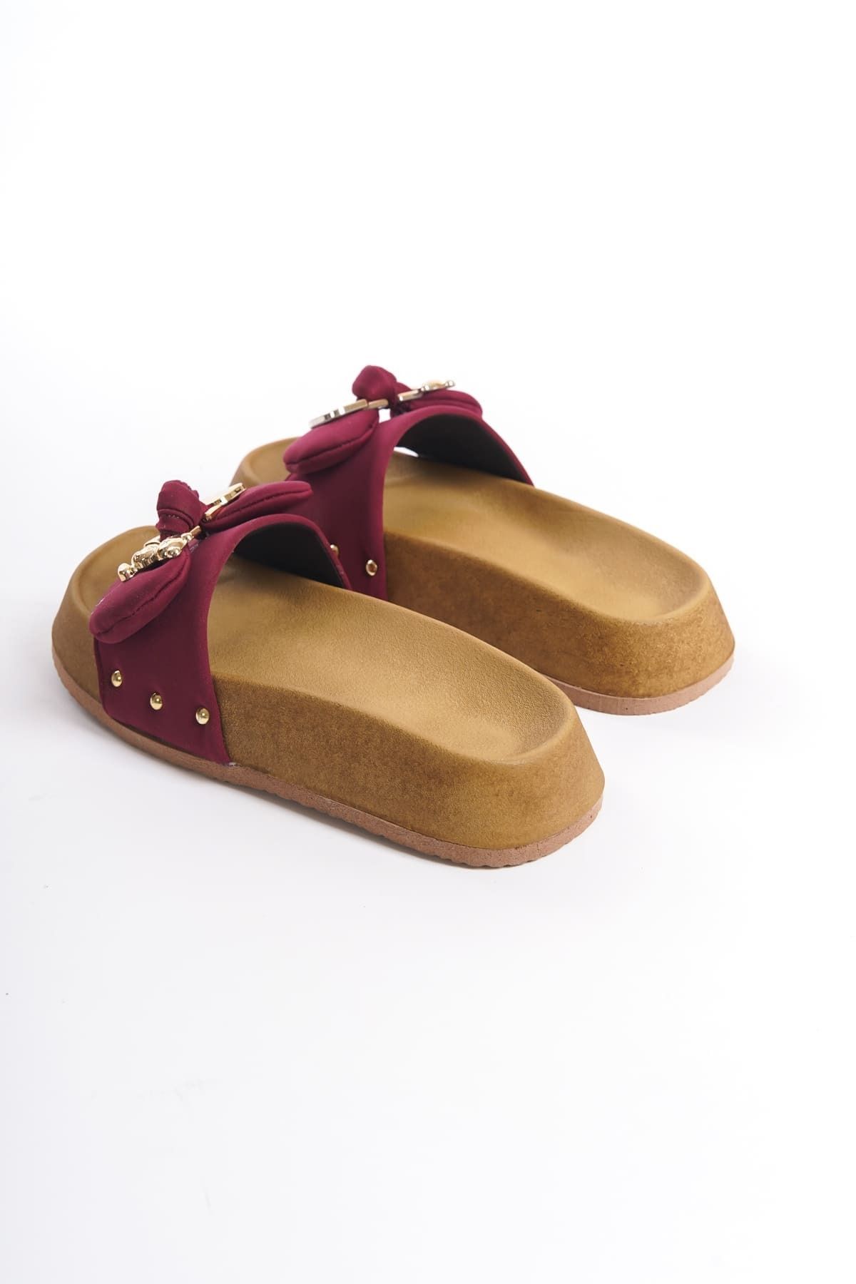 COCCO CROSS-Satin Women's Slippers - DILA Orthopedic Sole with Teddy Bear - KT Claret Red 5