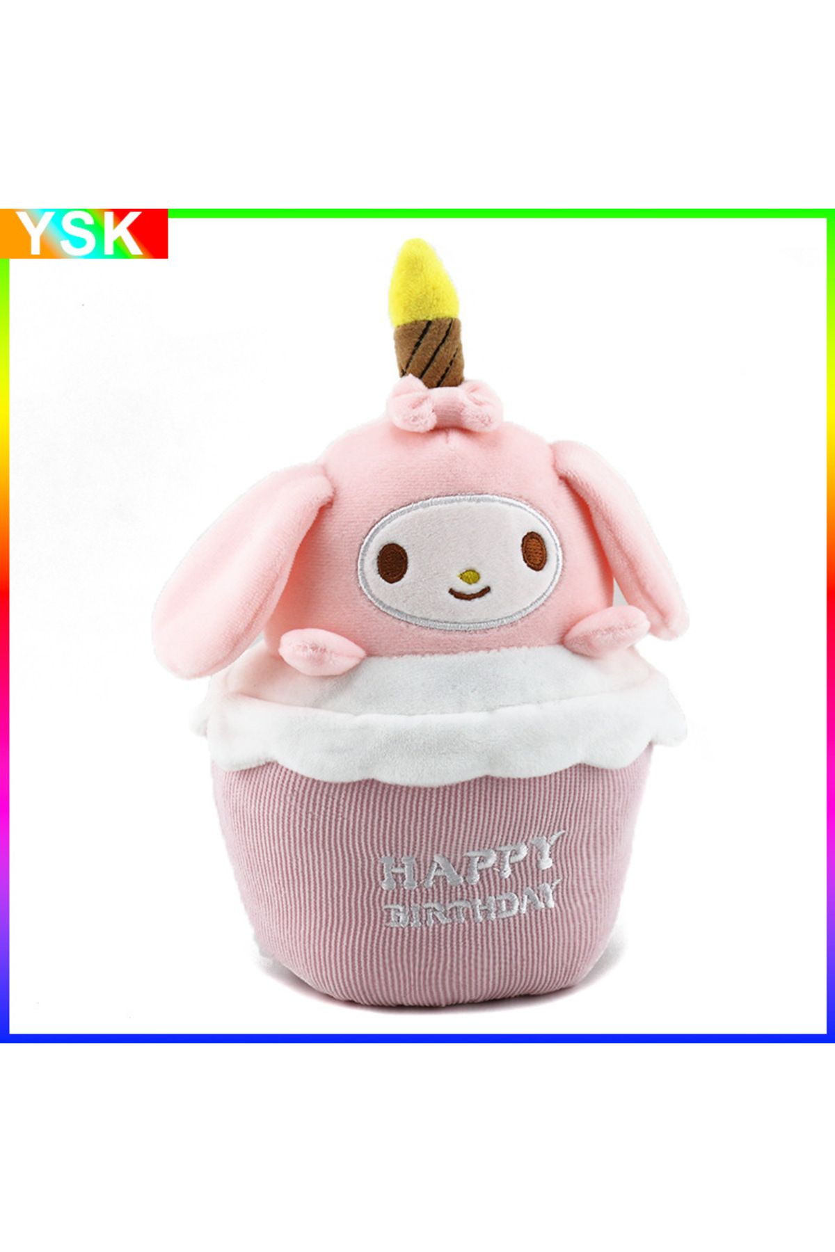 Choice-Sanrio Kuromi Birthday Cake Shape Musical Plush Doll Pudding Dog Yugui Dog Singing Candle Luminou... 4