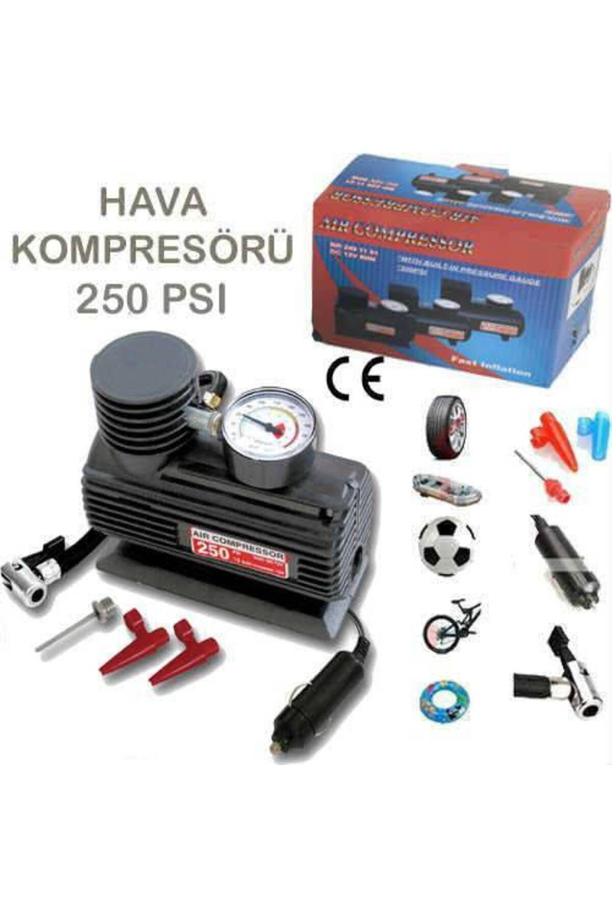 Genel Markalar Hava Kompresörü Lastik Pompası Mini 12v 250 Psı