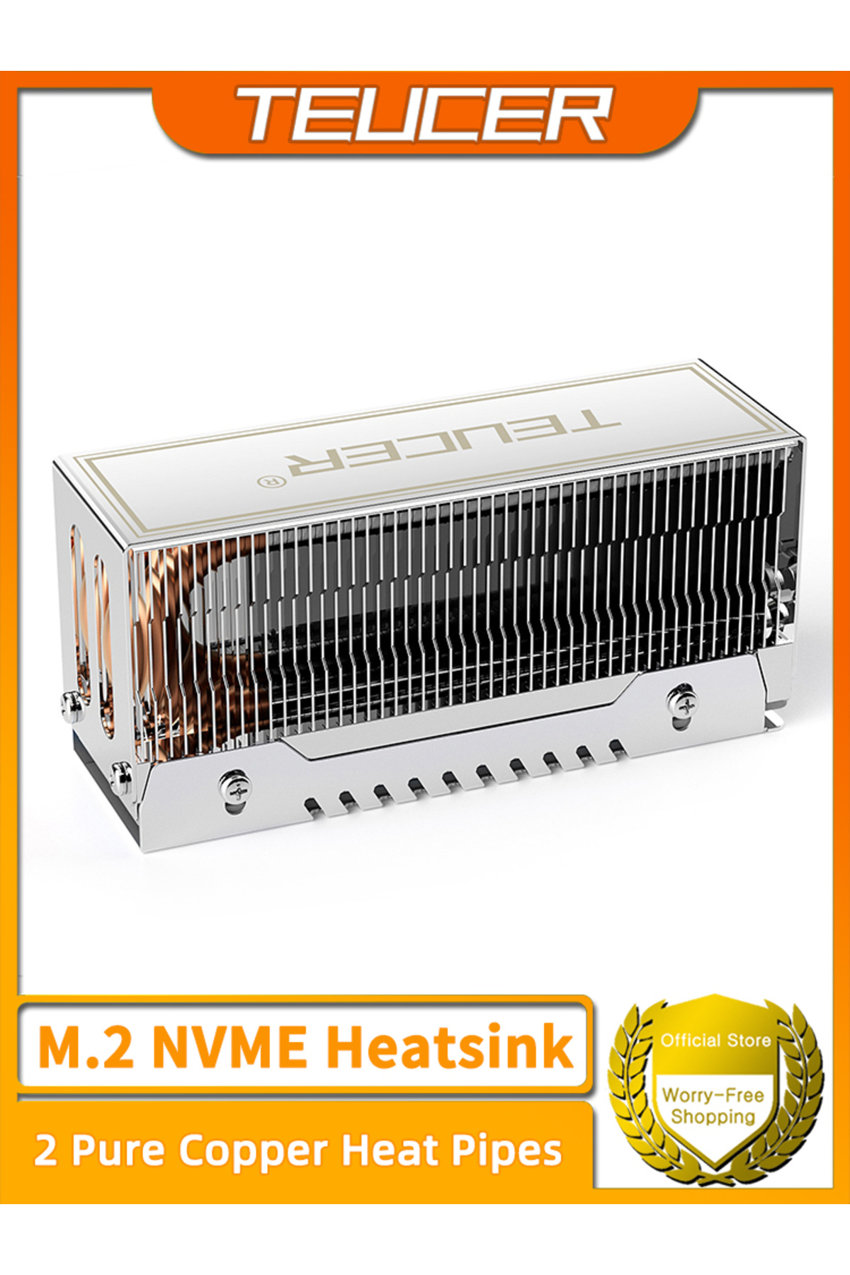 TEUCER-M2-10 Dual Heat Pipe Heatsink M.2 2280 NVMe SSD Cooler with Thermal Pad Computer Accessories 8