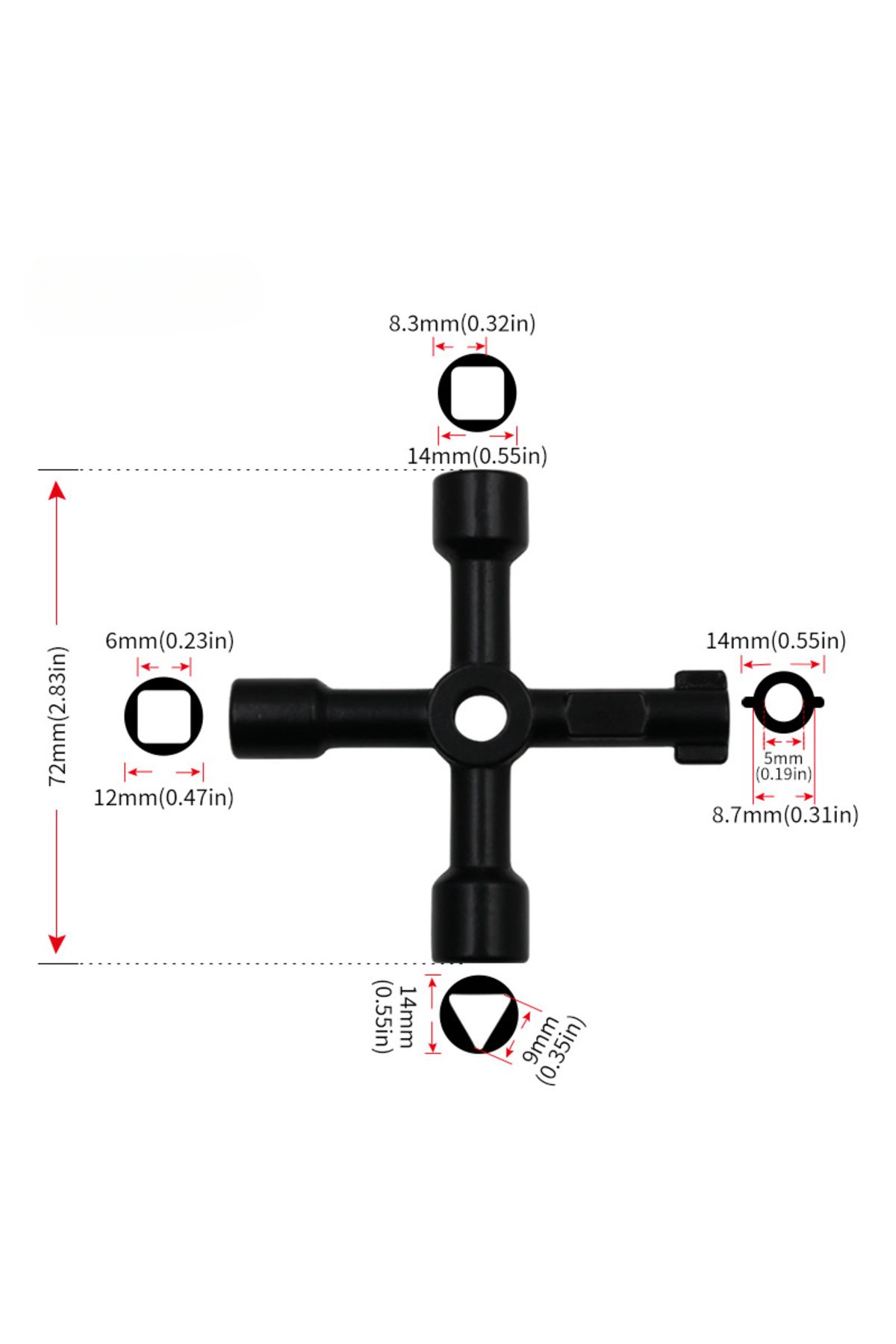 LIXIU-4-in-1 Multifunction Cross Wrench Electrician Plumber Universal Inner Triangle Key for Cupboard W... 1