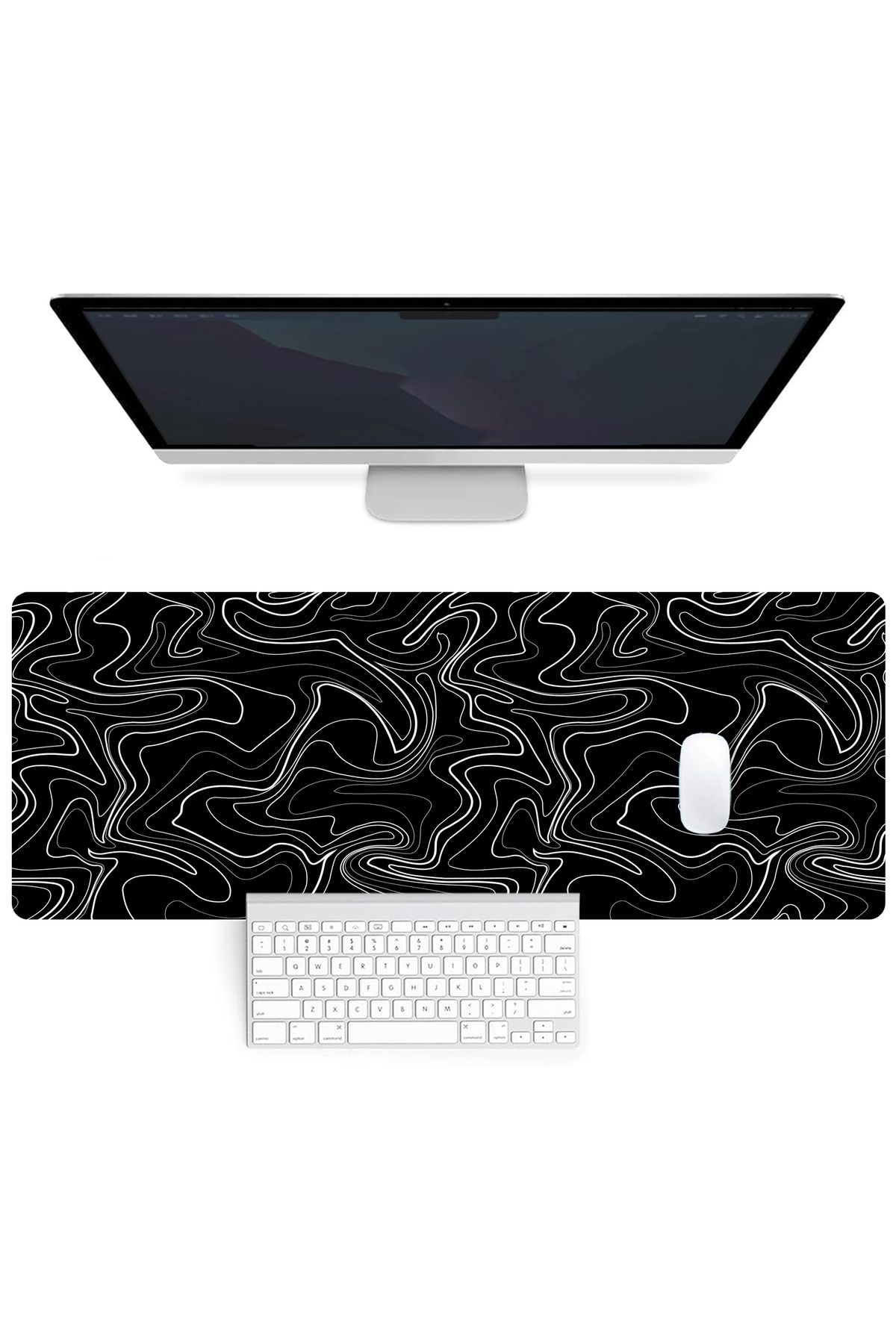 Choice-Large Gaming Mouse Pad with Stitched Edges Minimalist Topographic Map Desk Mat Extended Mousepad ... 8