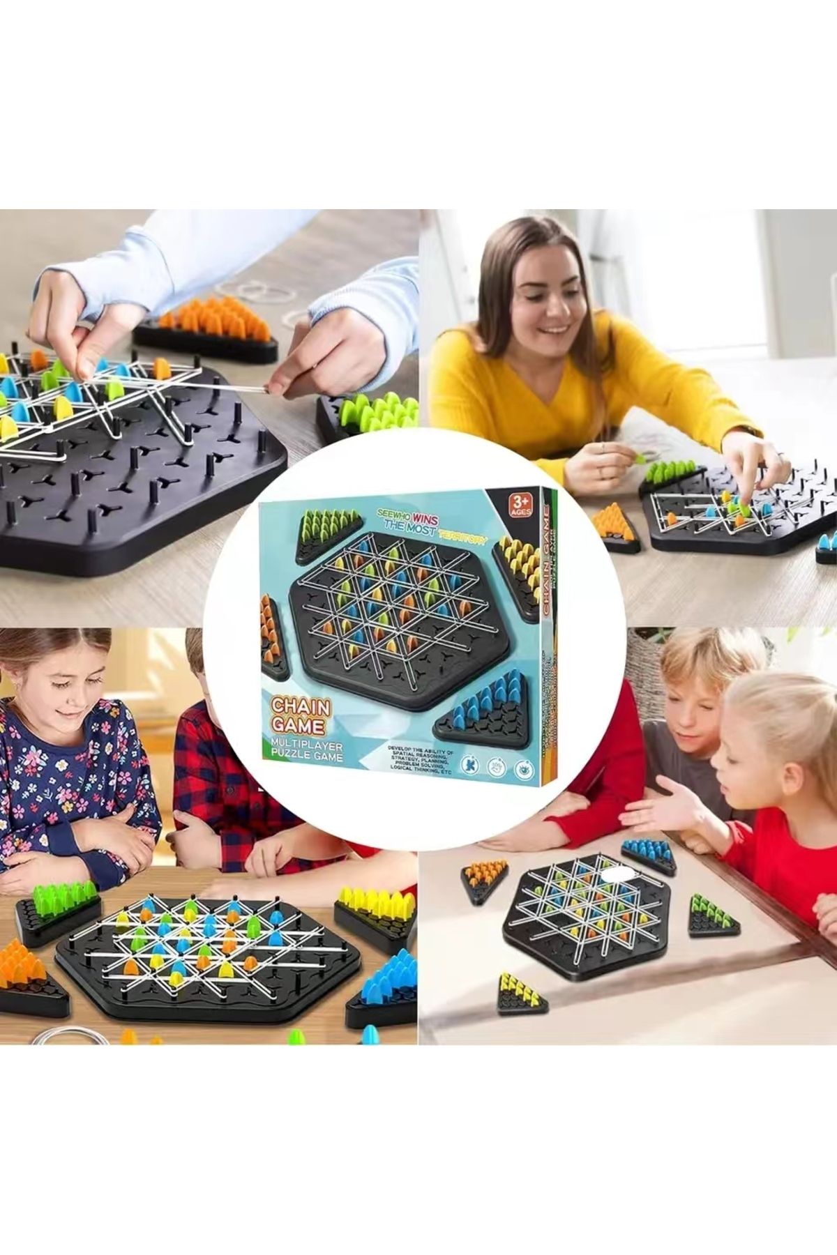Choice-New geometry chain triangle chess game triangle rubber band game family interaction exercise think... 6