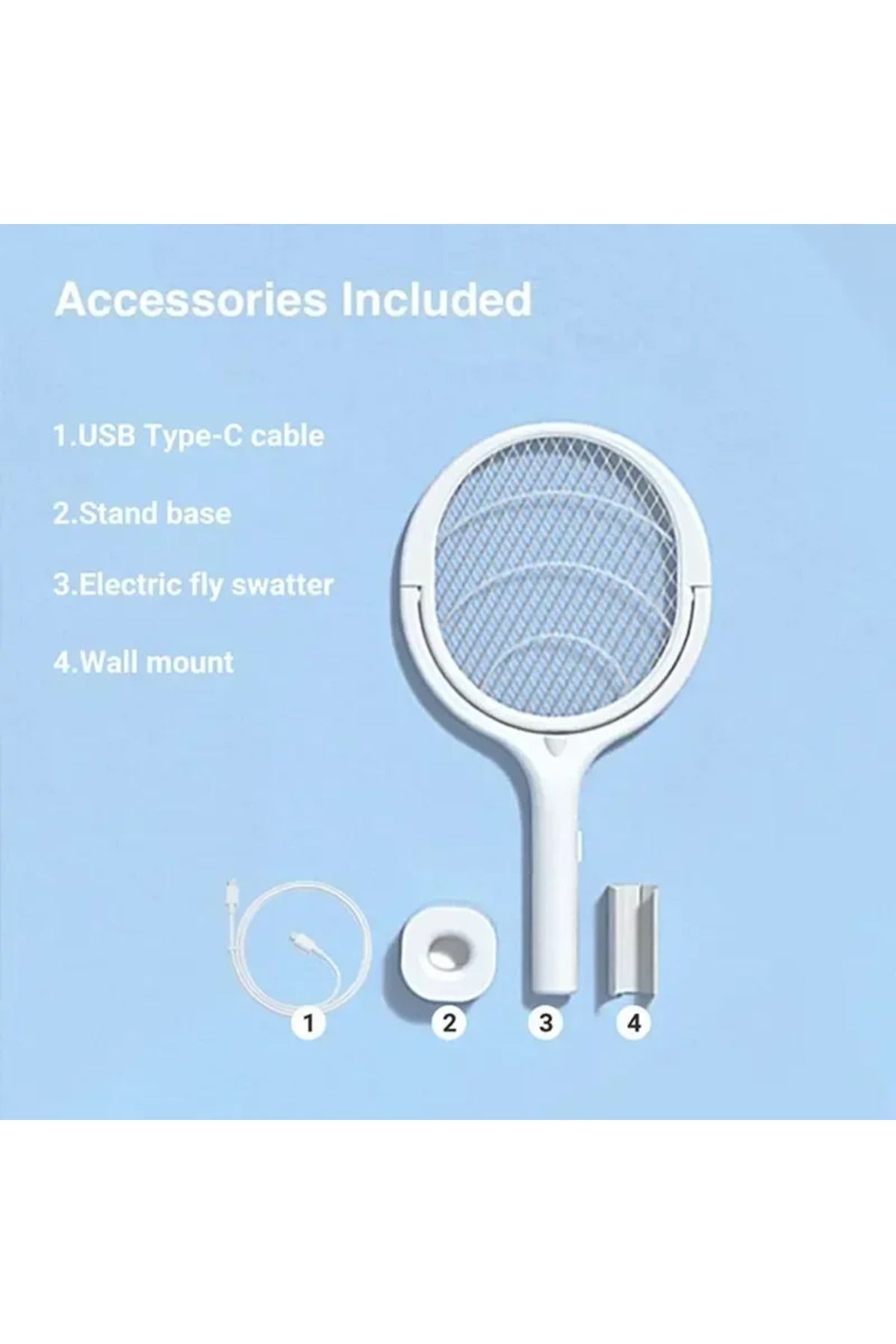 Choice-5 In 1 Fast Charging Racket Kill Fly Bug Safety Insulated Battery Powered Lamp ABS Adjustable Ele... 6