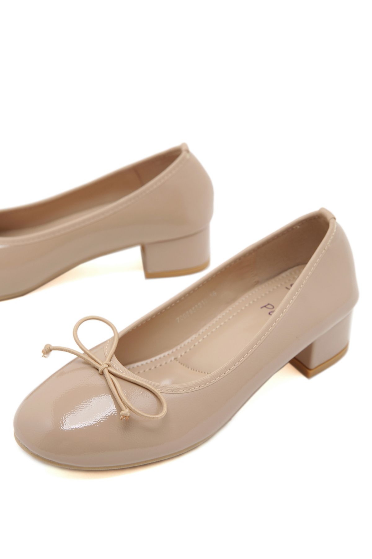 Sneak-a-Peek By Styli-Patent Round Toe Block Heel Shoes 3