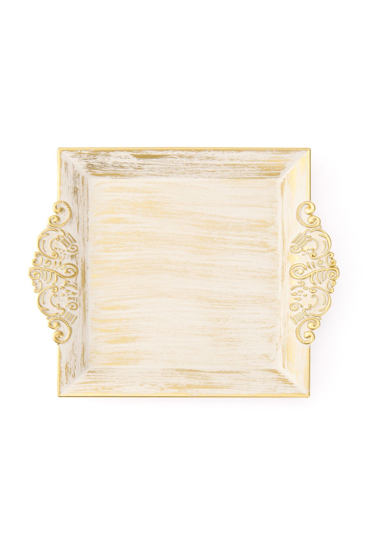 ZucciHome Zucci Home Barok Eskitme Tepsi - Beyaz - 22x26 cm