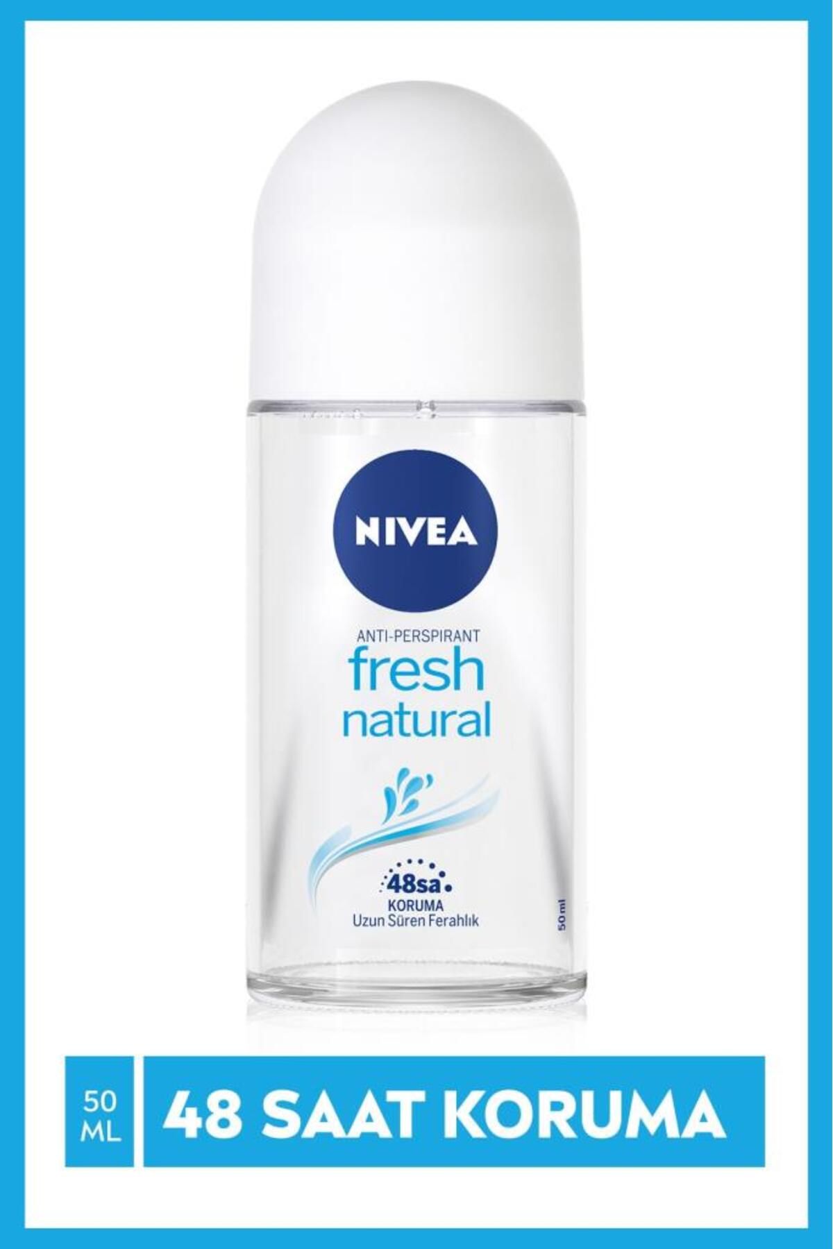 NIVEA Kadın Roll-on Deodorant Fresh Natural 50ml, 48 Saat Anti-perspirant Ter Koruması, Okyanus Özleri