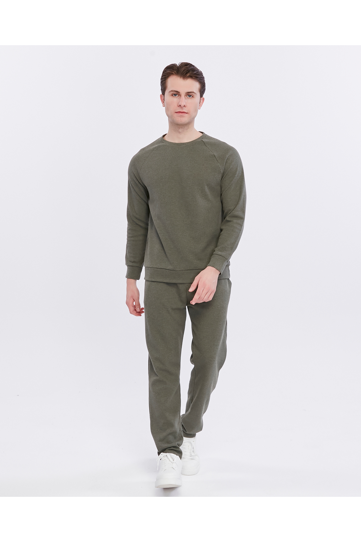 men's waffle pajamas set