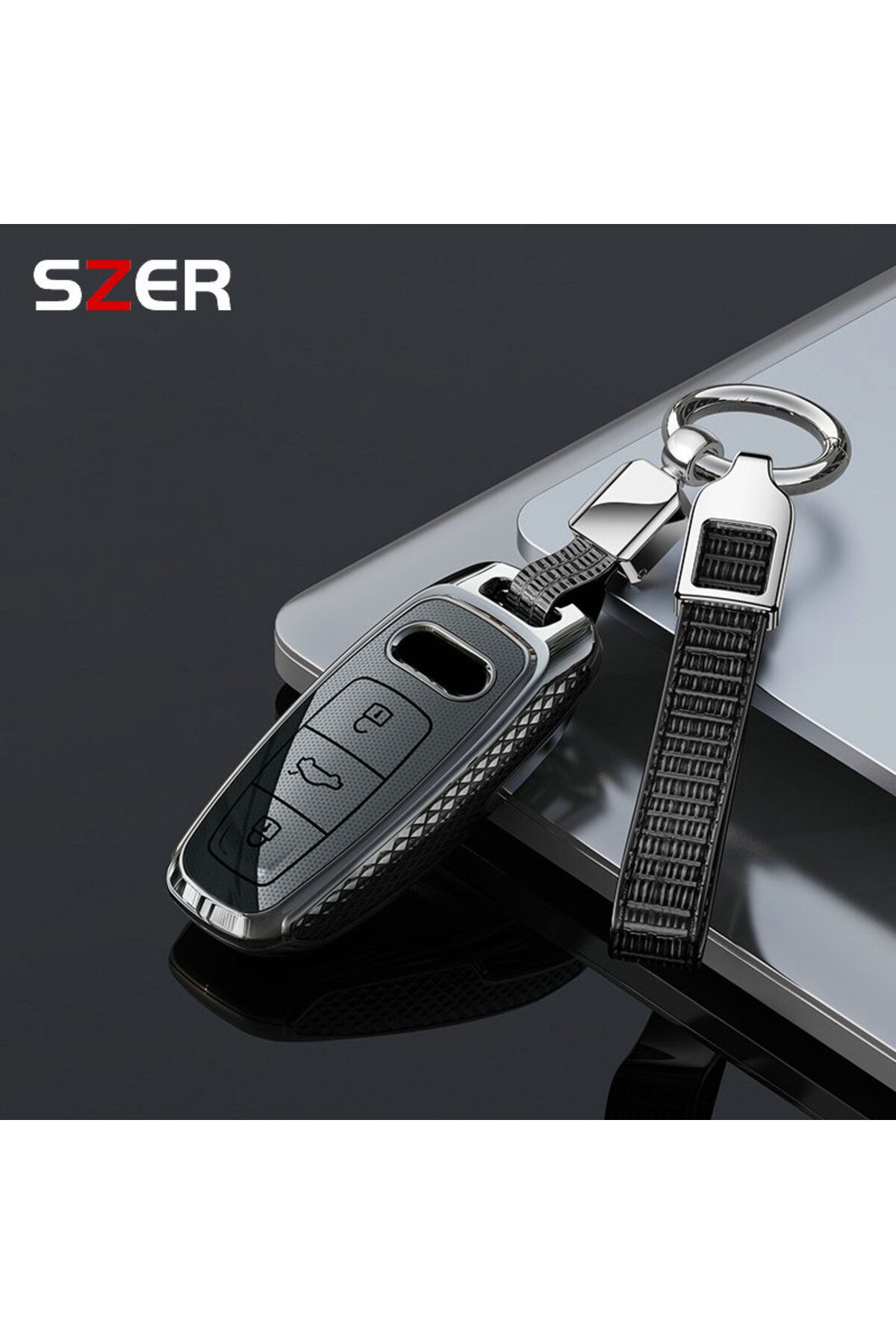 Choice-ABS Shell Car Remote Smart Key Case Cover For Audi A6 A6L A7 A8 A8L A3 E-tron 55 Q7 Q8 C8 2019 20... 1