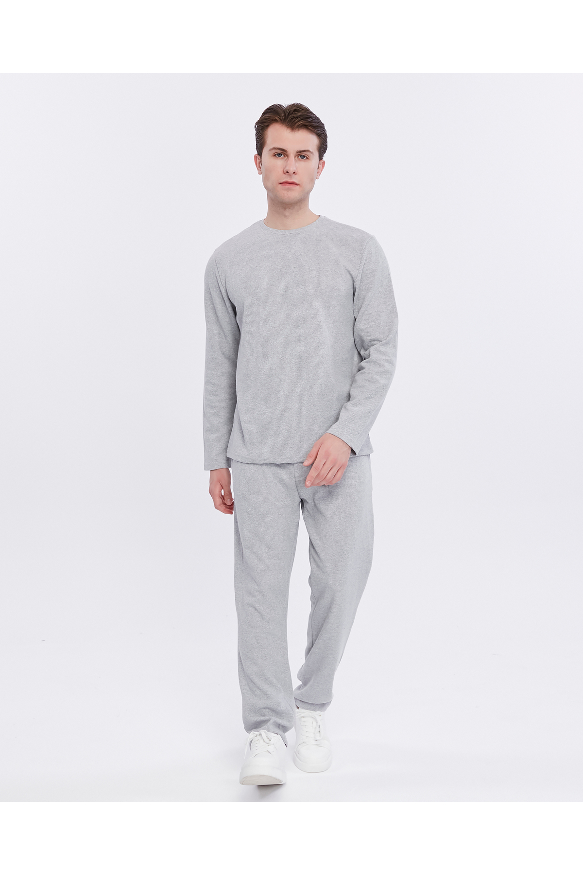 men's waffle pajamas set