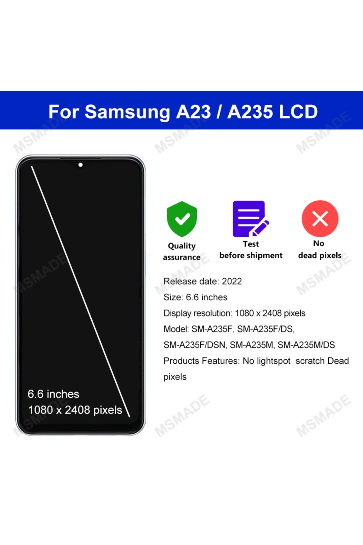 MSMADE-IPS LCDFor Samsung galaxy A23 LCD SM-A235F/DSN Display SM-A235F SM-A235F/DS Touch Screen Digitize... 2
