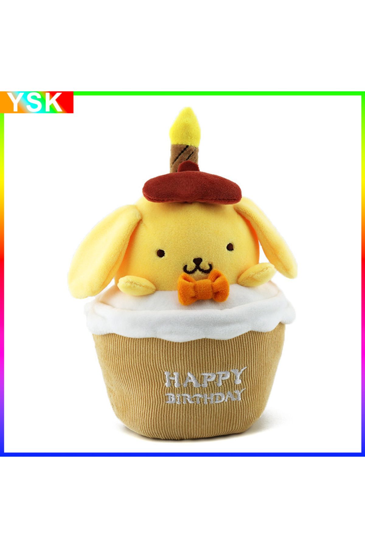 Choice-Sanrio Kuromi Birthday Cake Shape Musical Plush Doll Pudding Dog Yugui Dog Singing Candle Luminou... 6
