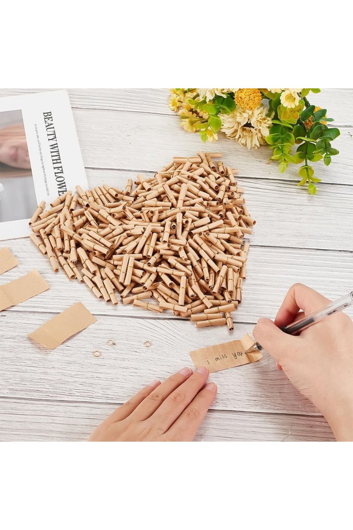 Choice-400 Pcs Mini Paper Scrolls Vintage Scroll Paper Message Paper Roll 2.3x0.8 inch Mini Writable Pap... 4