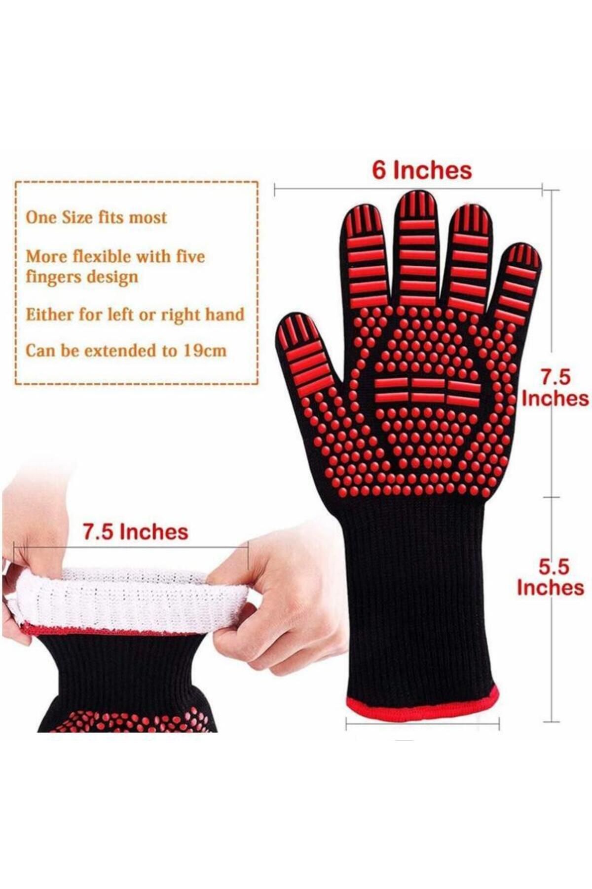 Choice-BBQ Gloves Fireproof Heat Resistant Oven Mitts Silicone Non-Slip Kitchen Grilling Gloves Barbecue... 4