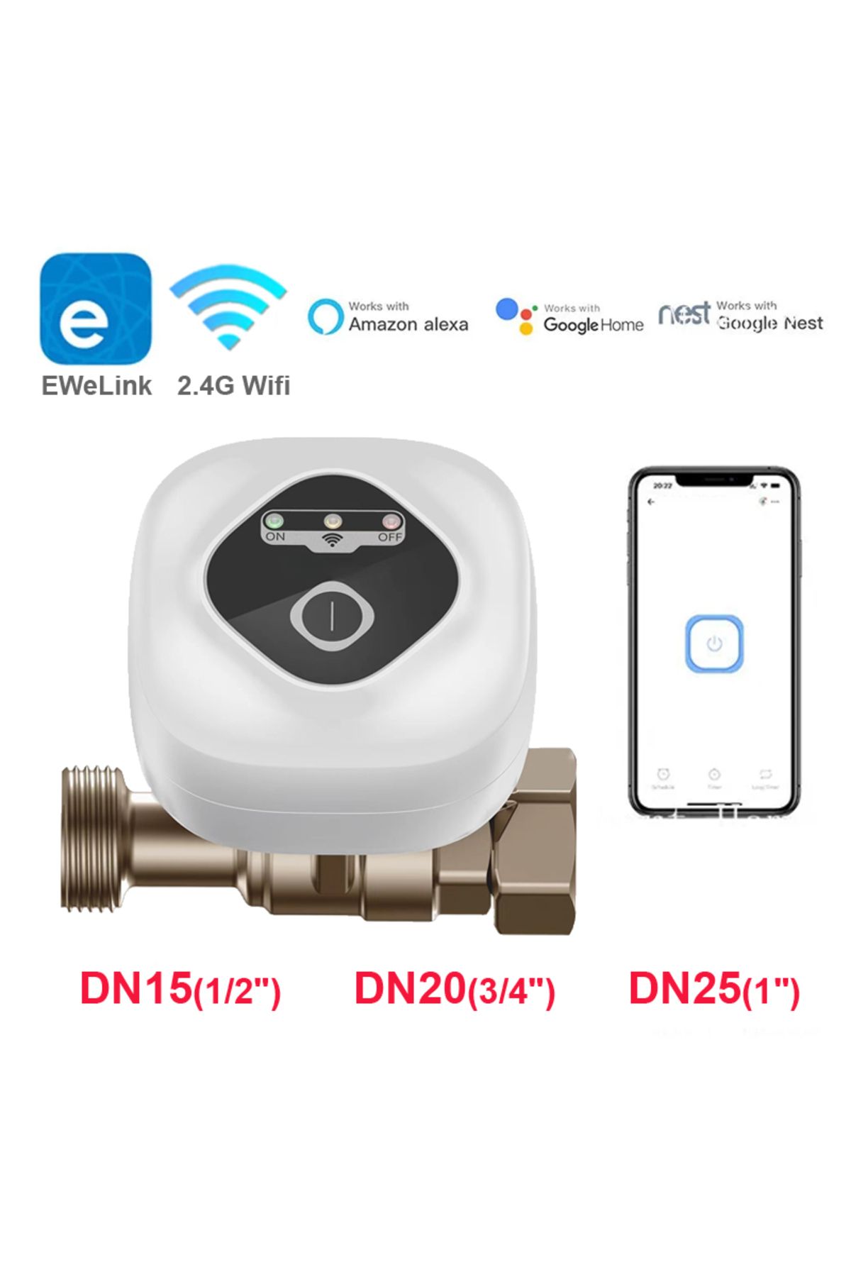 Choice-eWelink APP WiFi Smart Valve DN15 DN20 DN25 Smart Timing Shut off/on Automated Ball Valve Wireles... 8