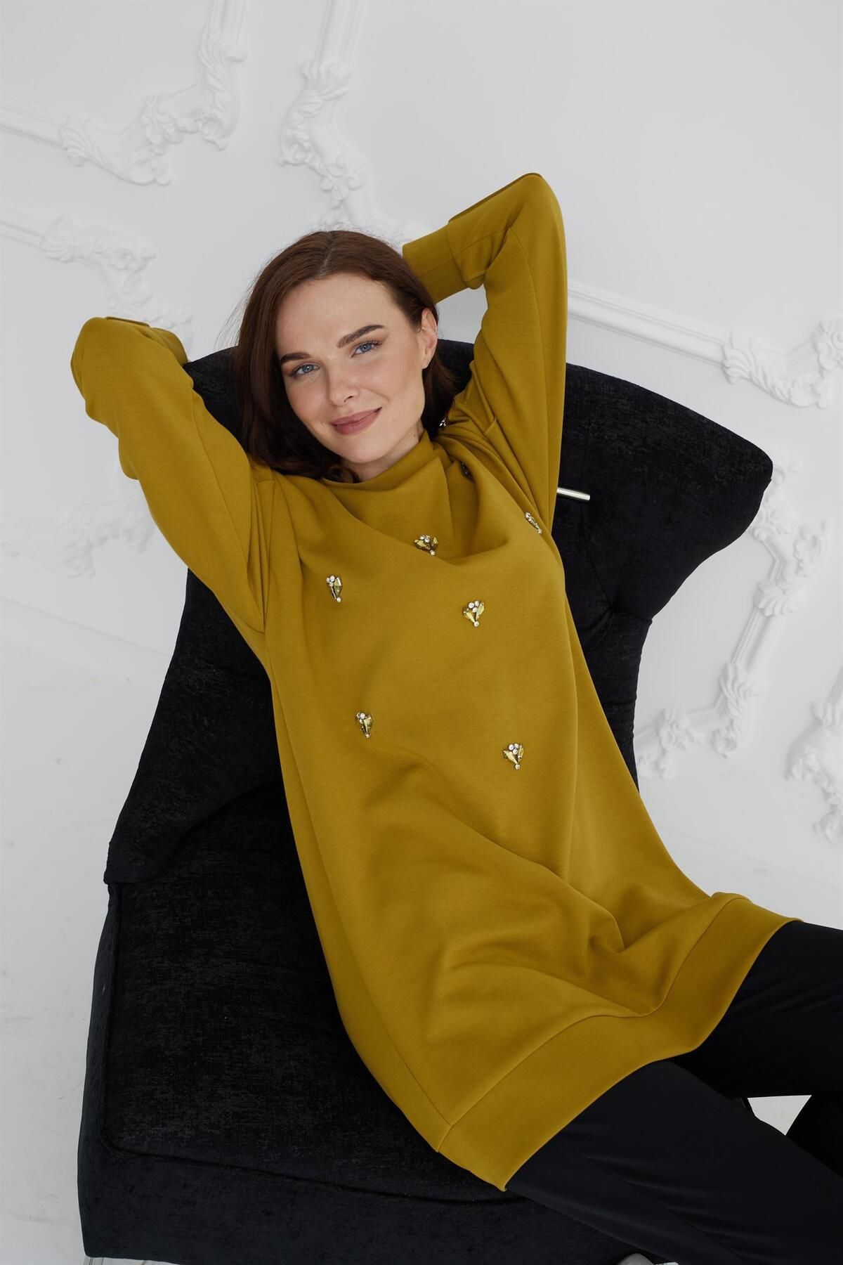 Moodbasic-MB21.258 MOODBASIC COLORED STONE EMBROIDERED TUNIC 4