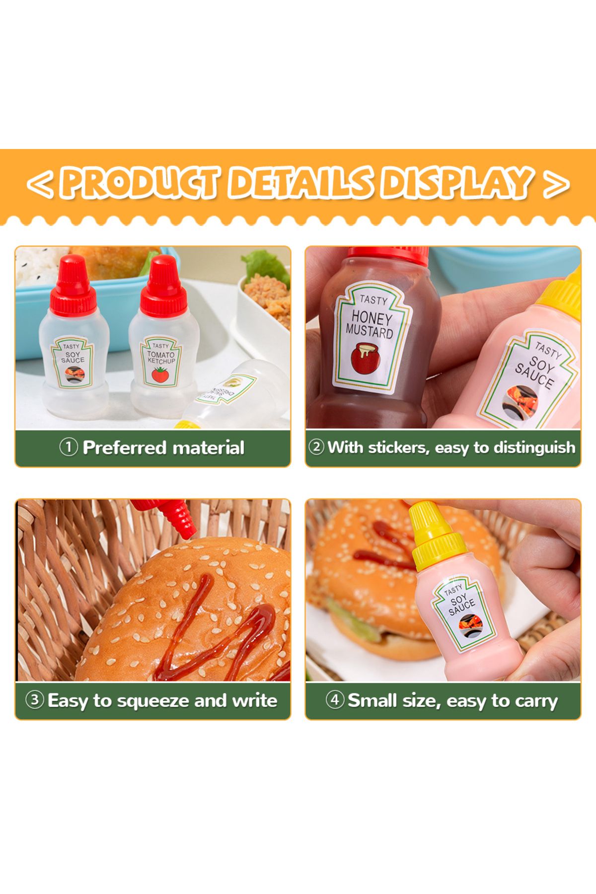 Choice-25ml Mini Sauce Bottle Refillable Ketchup Honey Tomato Salad Containers Bottles Portable Sauce Ja... 5