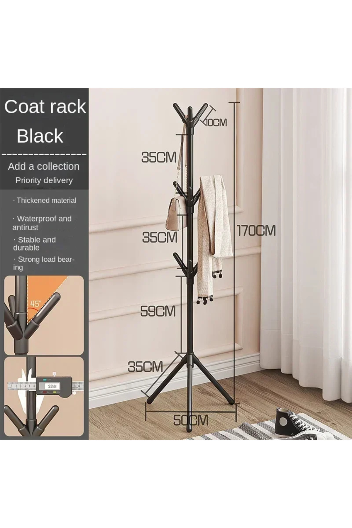 Choice-Simple Floor-standing Coat Rack Multi-hook Vertical Branch Hanger Hat Scarf Handbag Storage Rack ... 1