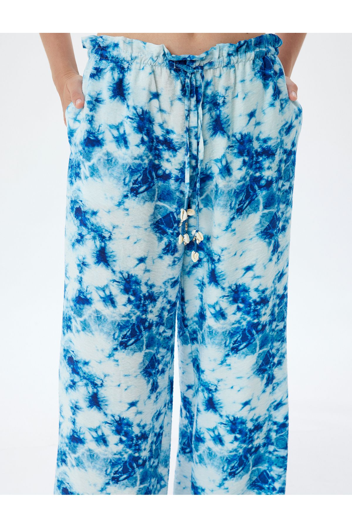 Koton-Şahika Ercümen Viscose Wide Leg Trousers - Tie-dye Patterned 5