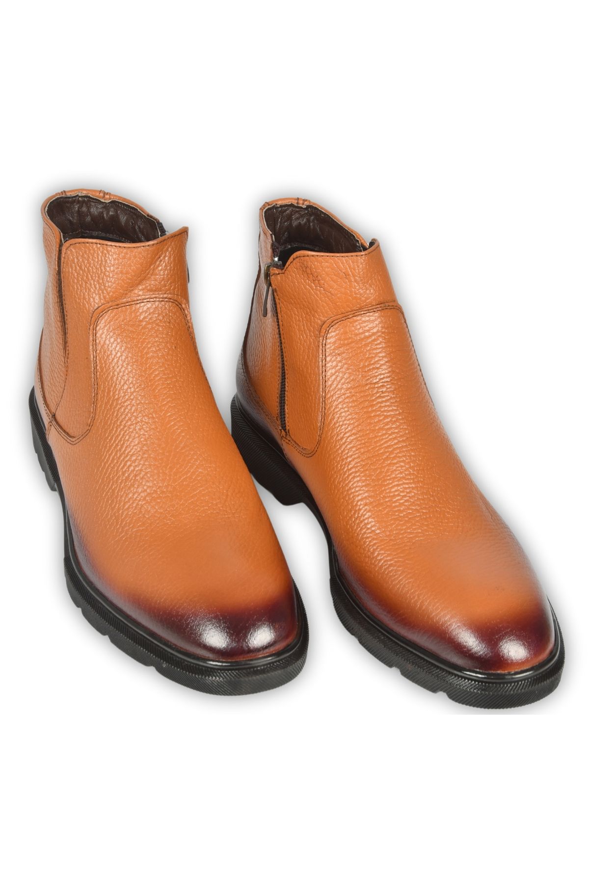 DeepSEA-Men's Tan Side Zippered Waterproof Orthopedic Sole Genuine Leather Boots 2509939 1