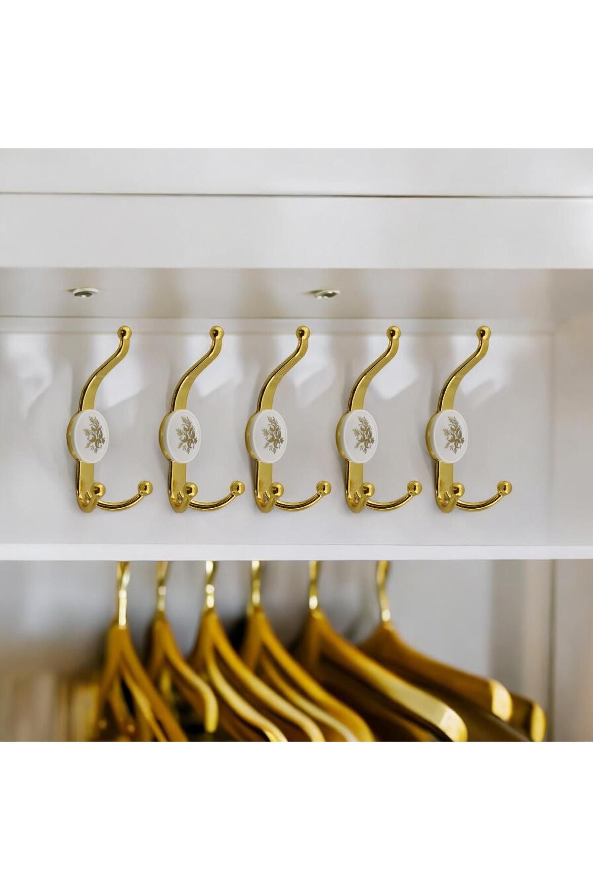 Badem10-5Pcs Gold Gold - Coat Hangers for Bathroom, Kitchen, Wall Door and Clothes 2