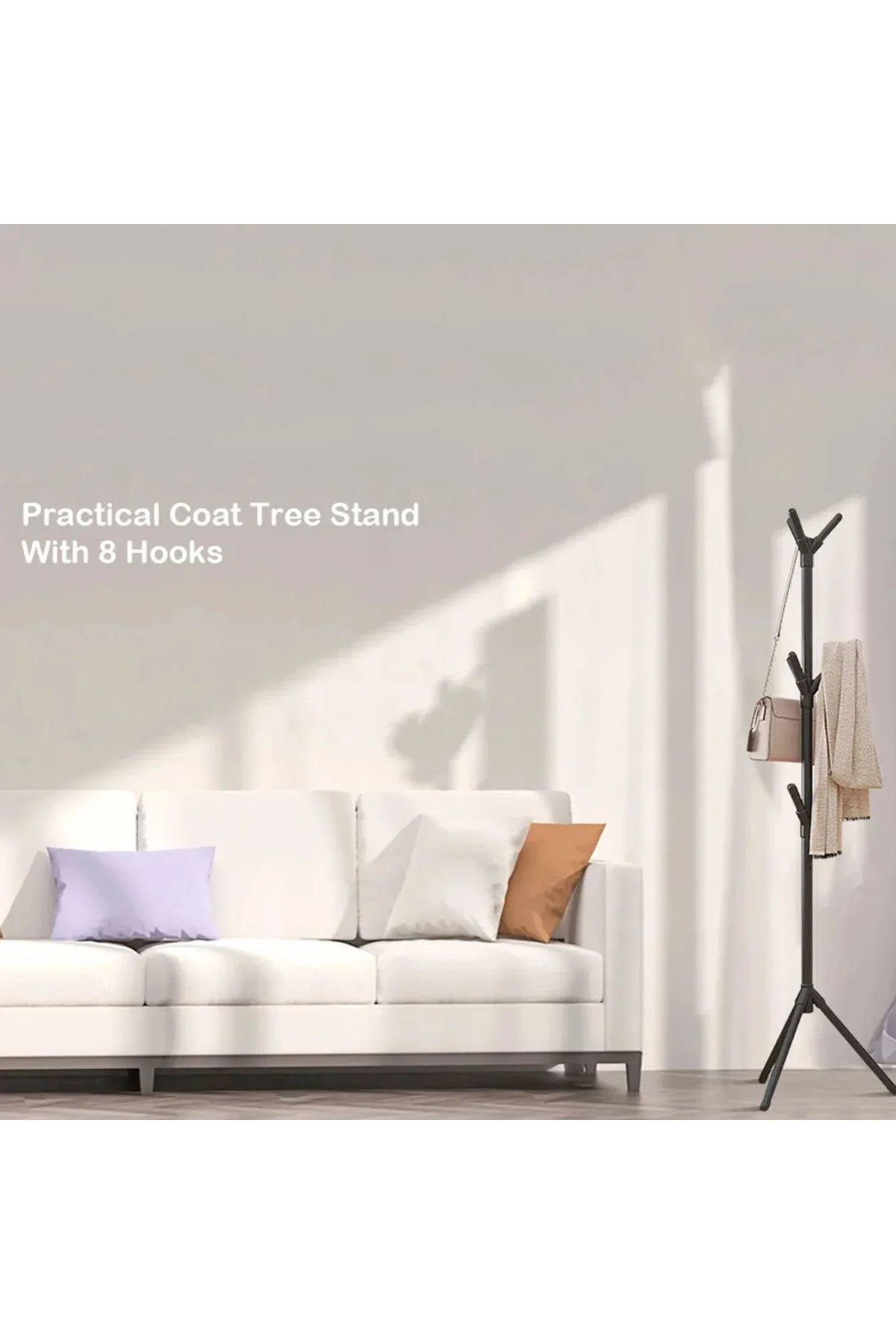 Choice-Simple Floor-standing Coat Rack Multi-hook Vertical Branch Hanger Hat Scarf Handbag Storage Rack ... 4