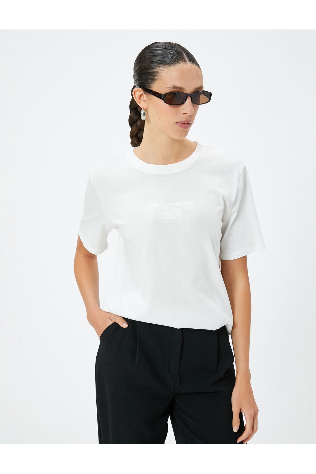 Koton-Crew Neck Printed Cotton Short Sleeve T-Shirt 2