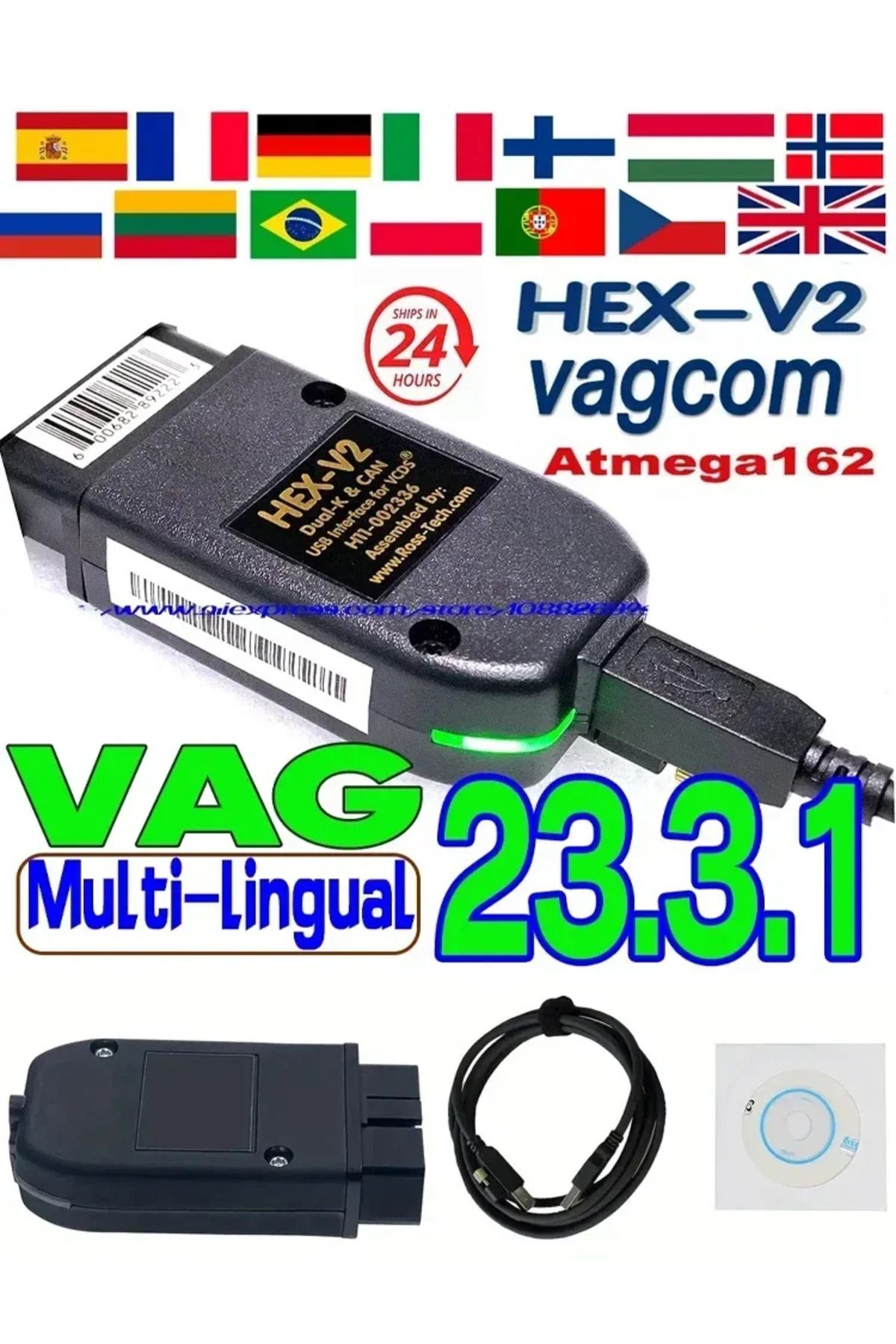 Choice-2024 VCDS VAGCOM Interface VCDSCAN HEX V2 Update 24.5 FOR VW For AUDI Skoda Seat Multi-Language C... 7
