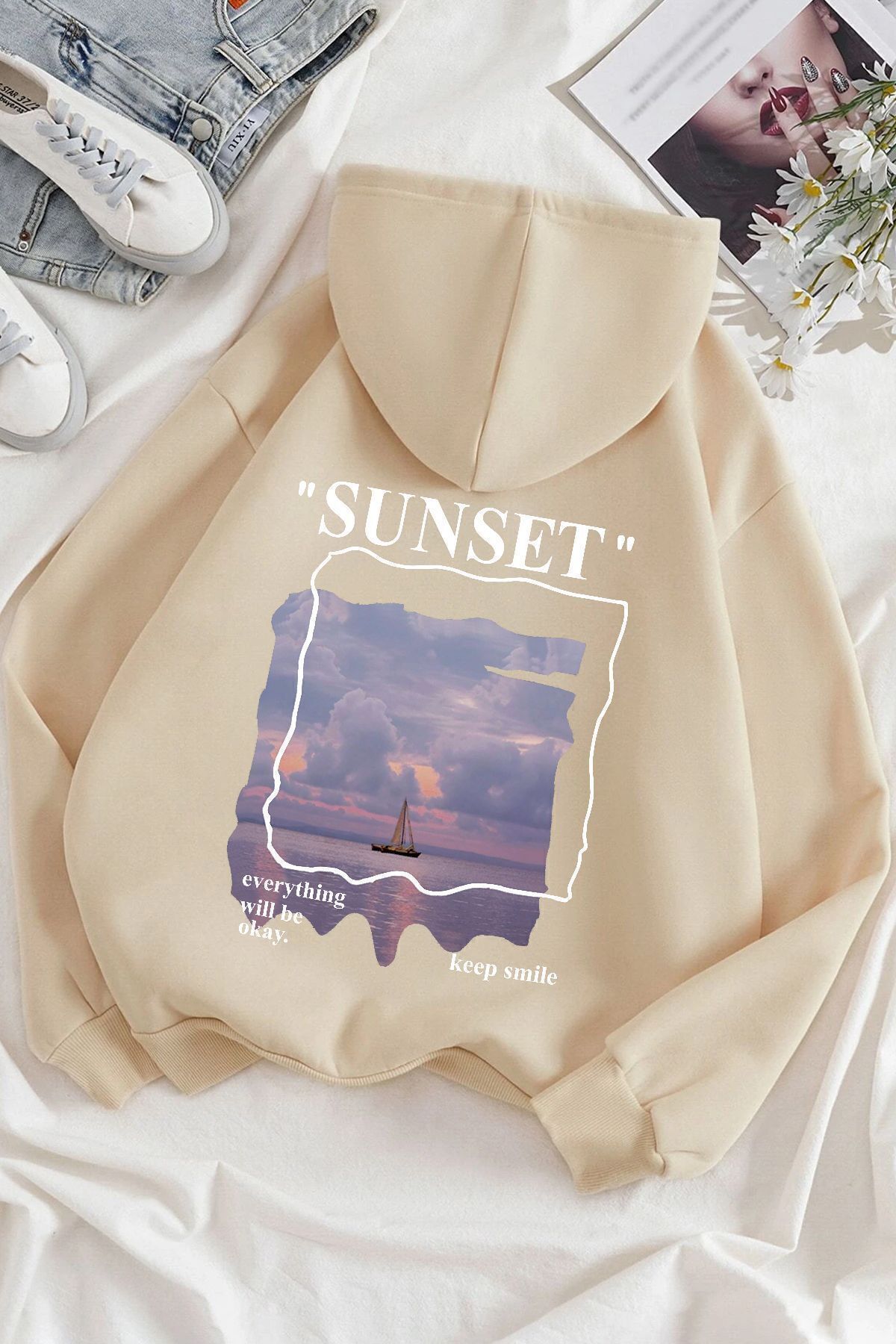 Moda Glo Unisex Sunset Baskılı Sweatshirt