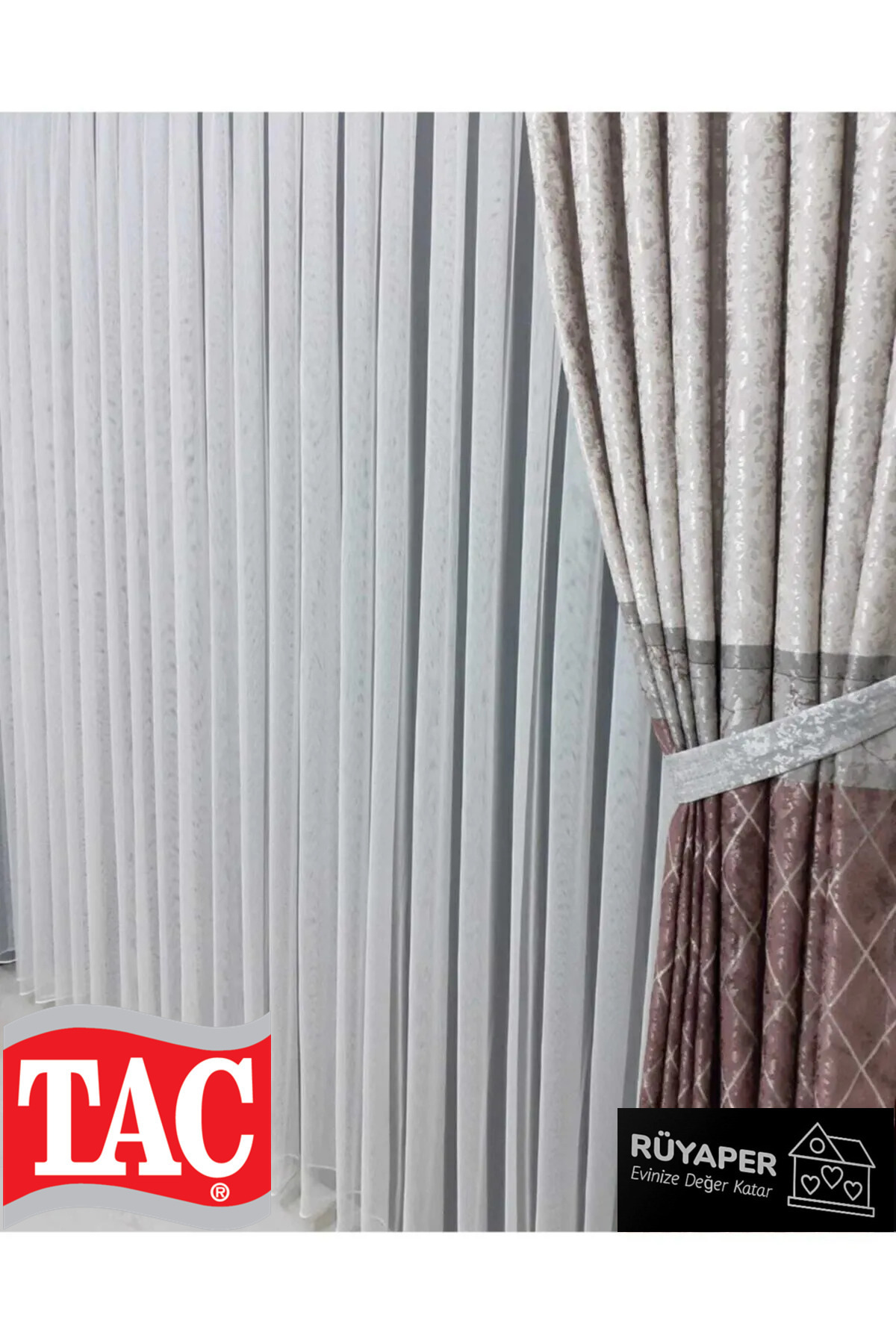 Taç-Grek Bulleted Plain Tulle Curtain - Dreamer, Thin Pile1/3 7