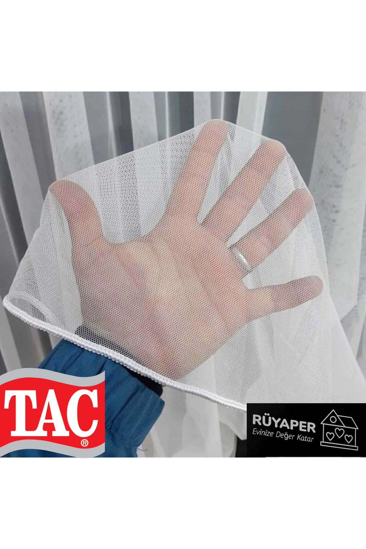 Taç-Grek Bulleted Plain Tulle Curtain - Dreamer, Thin Pile1/3 2