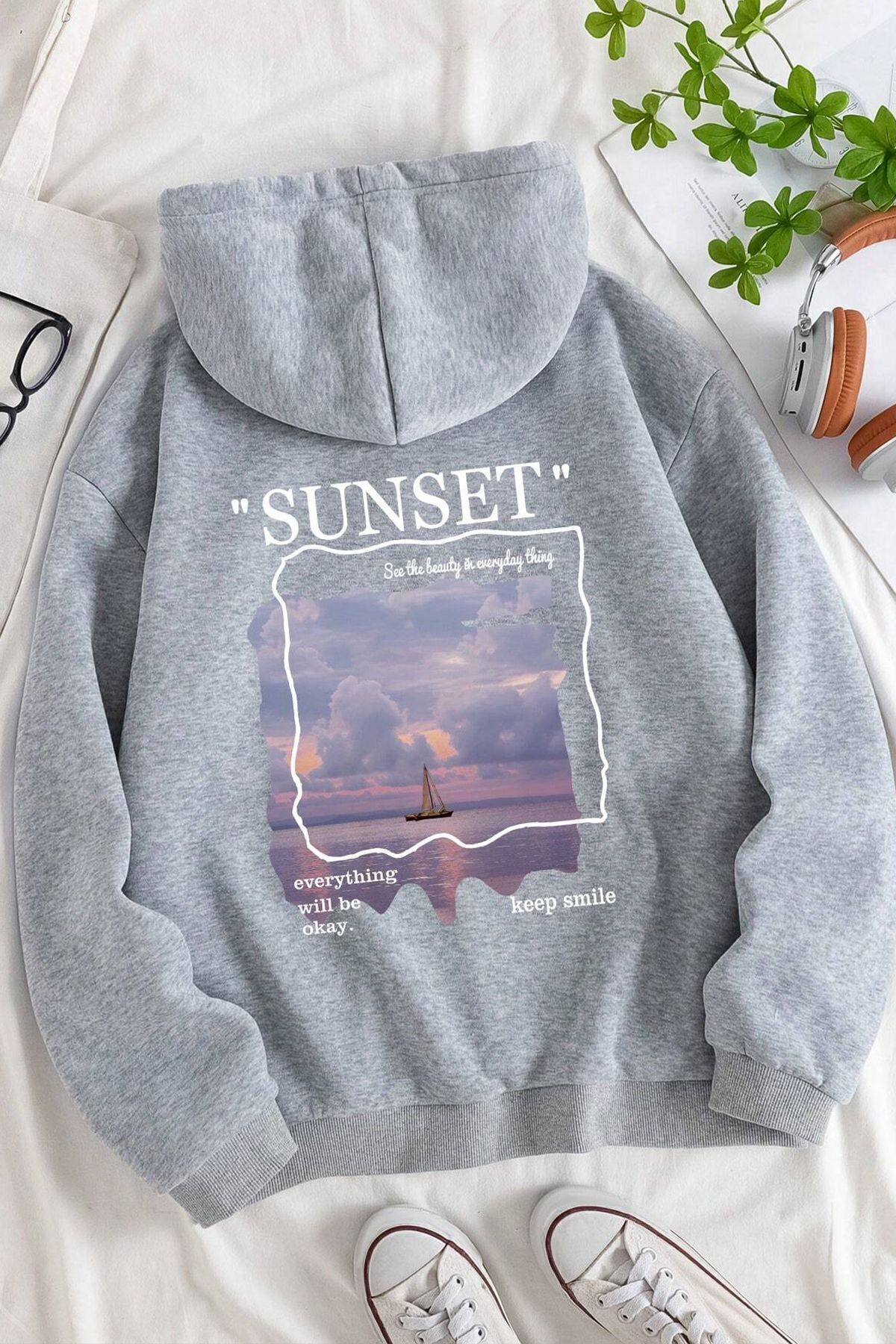 Moda Glo Unisex Sunset Baskılı Sweatshirt