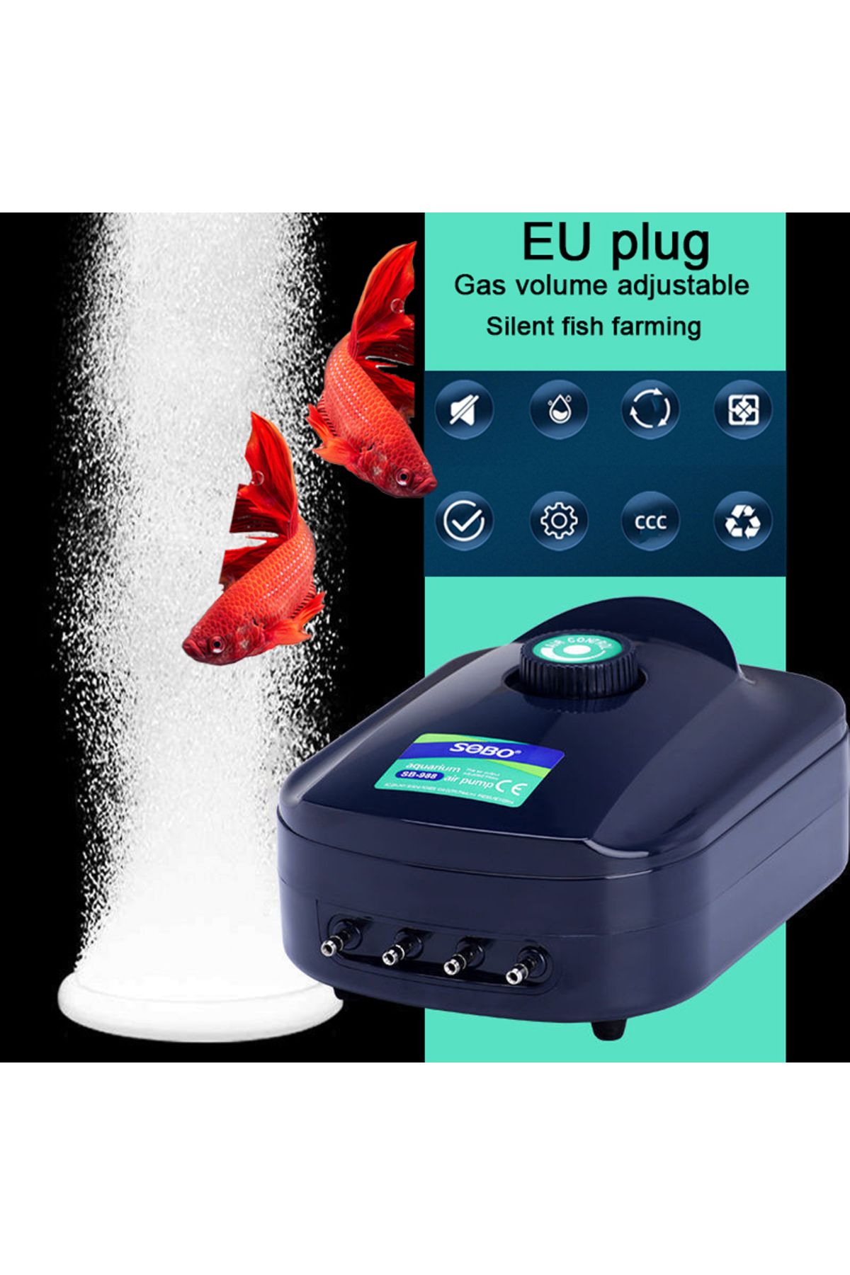 Choice-SOBO High Power 3.5w 8w Fish Tank Oxygen Air Pump Fish Aquarium Air Compressor Adjustable Air Flo... 2