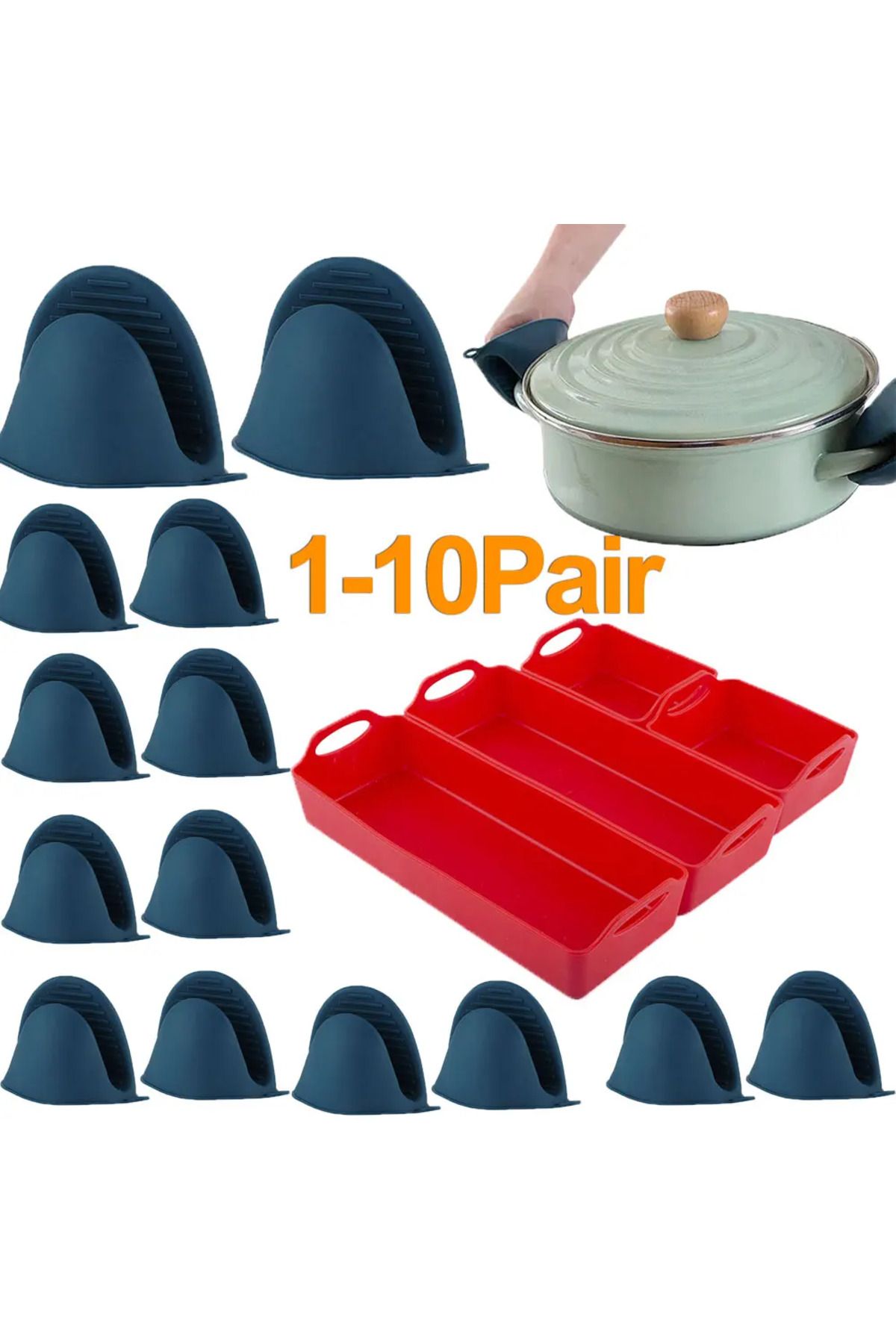 Choice-1-10Pair Oven Mitts Silicone Heat Resistant Pinch Mitts Cooking Pinch Grips Pot Holder and Pothol... 3