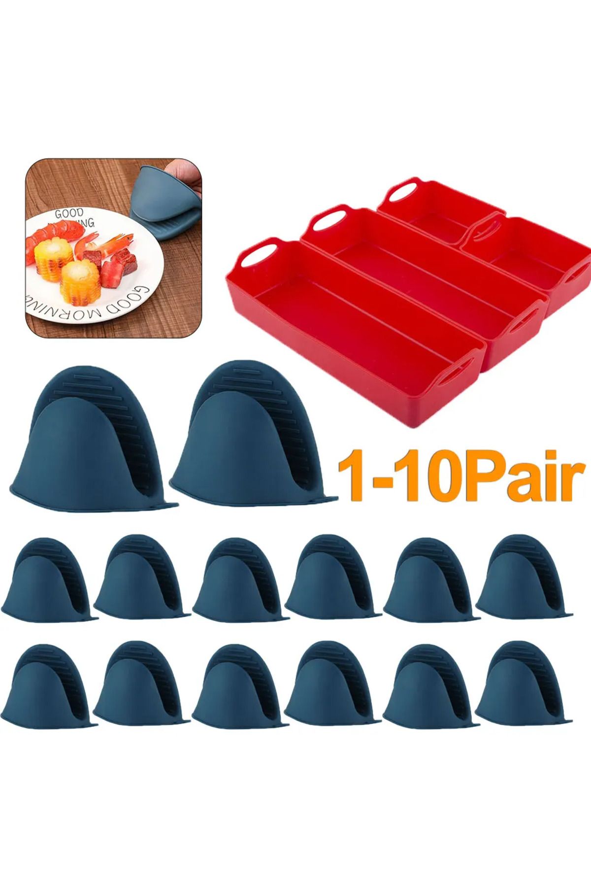 Choice-1-10Pair Oven Mitts Silicone Heat Resistant Pinch Mitts Cooking Pinch Grips Pot Holder and Pothol... 4