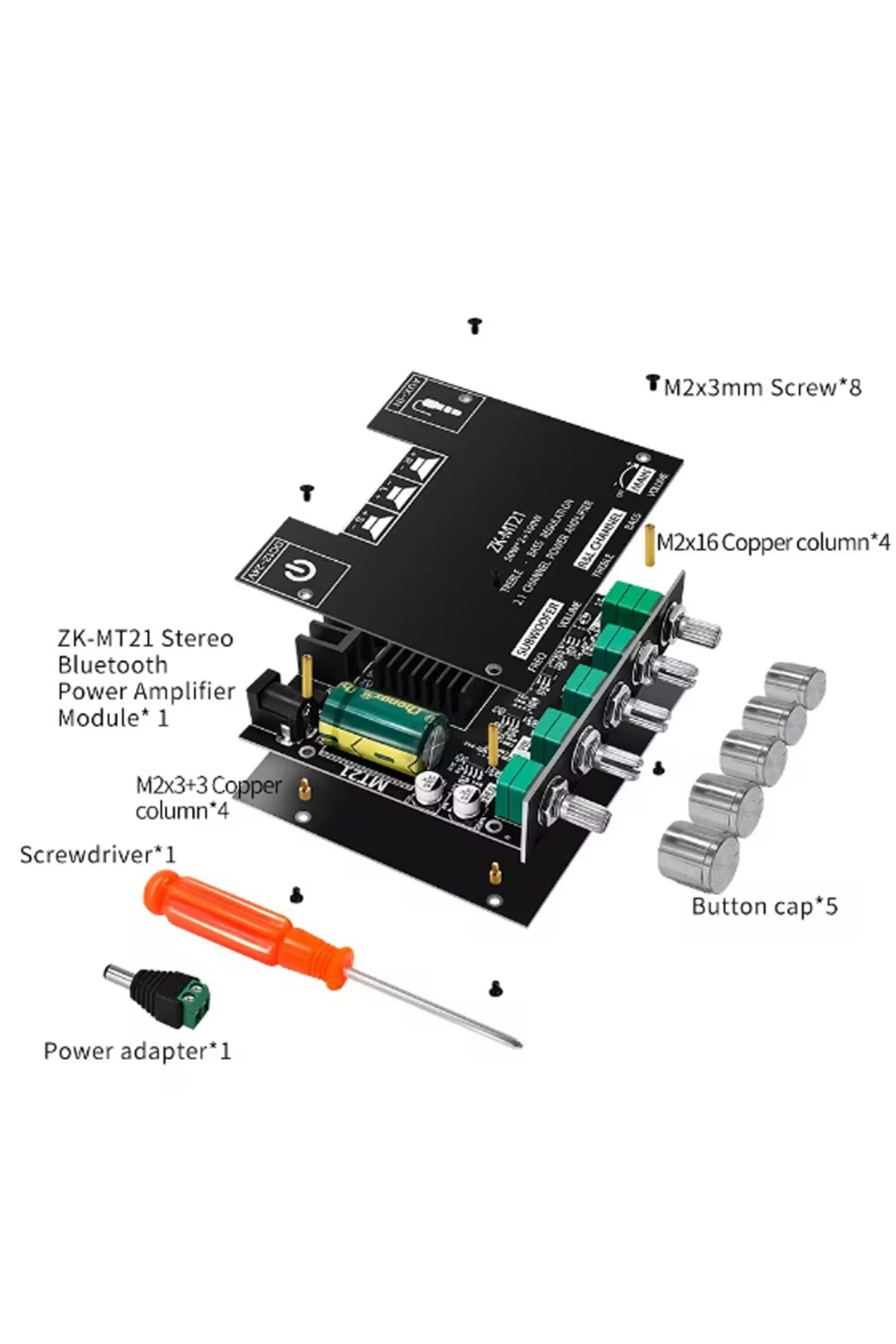 Choice-ZK-MT21 Channel Bluetooth 5.0 CS8673E 2.1 Subwoofer Amplifier Board 50W X 2+100W Power Audio Ster... 5