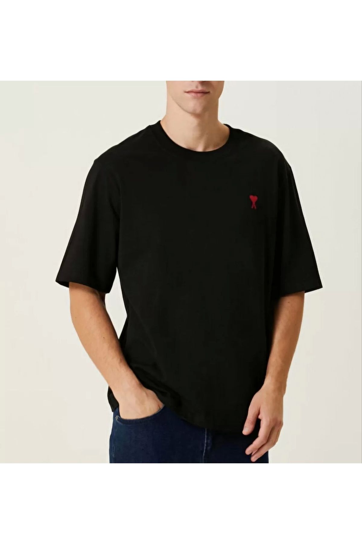 CVS Unisex Bisiklet Yaka Baskılı Oversize T-Shirt - Siyah