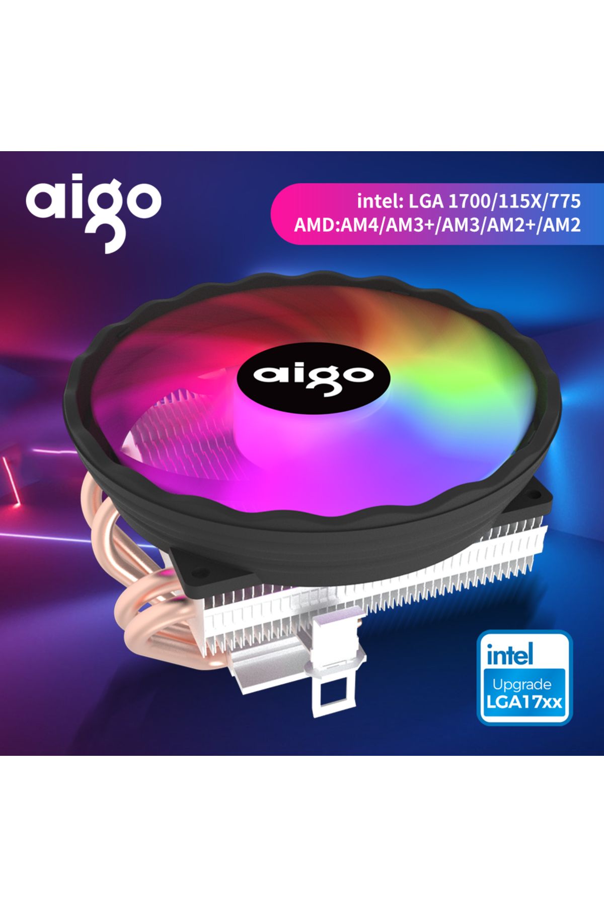 Choice-Aigo ICE400X 4 heat pipes cpu cooler Fan RGB 4pin PWM Computer Case Fan Silent Intel LGA 1700 120... 2