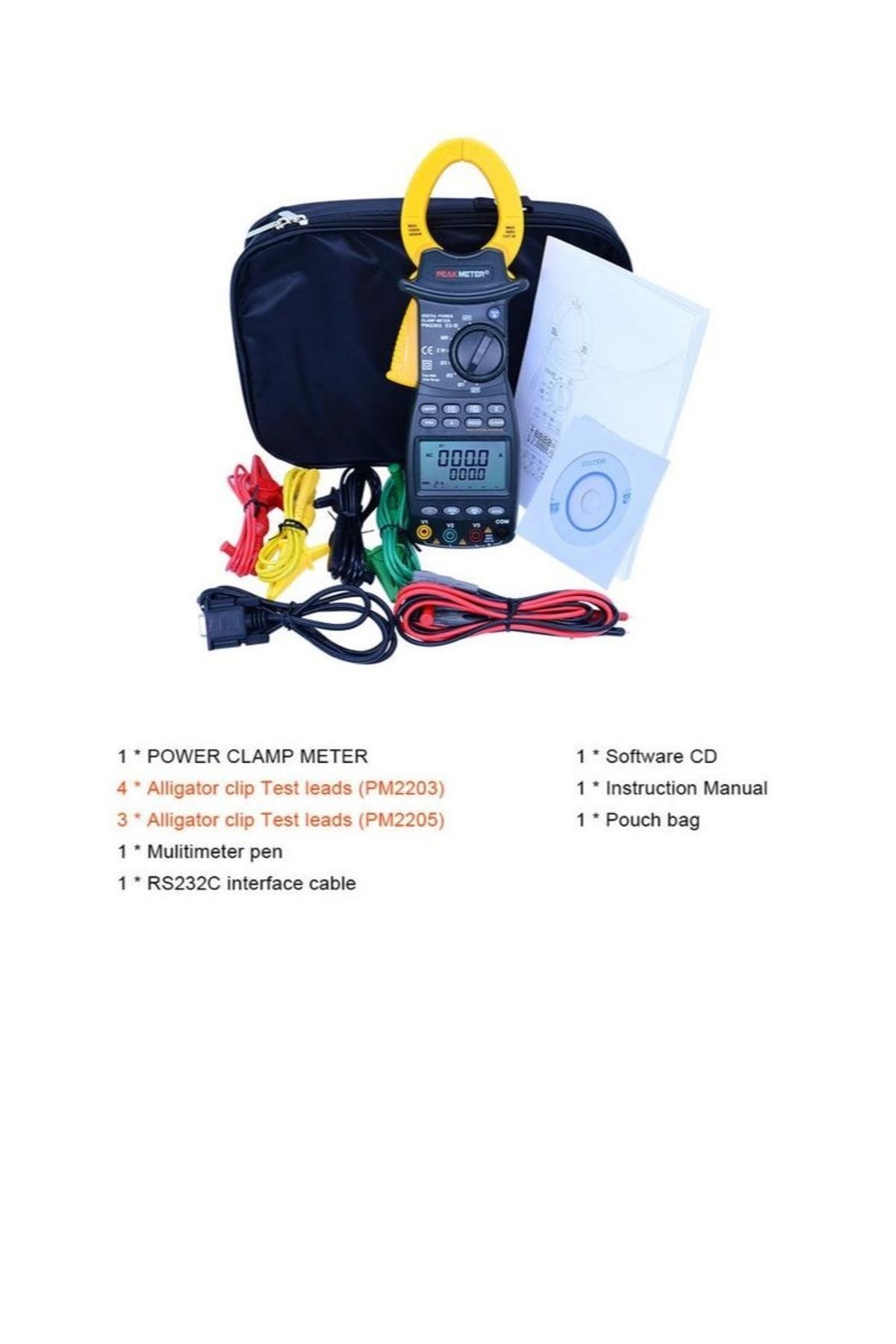 PEAKMETER-MS2205 High Accuracy Digital Power Clamp Meter  Three-phase power Current meter With 0.... 8