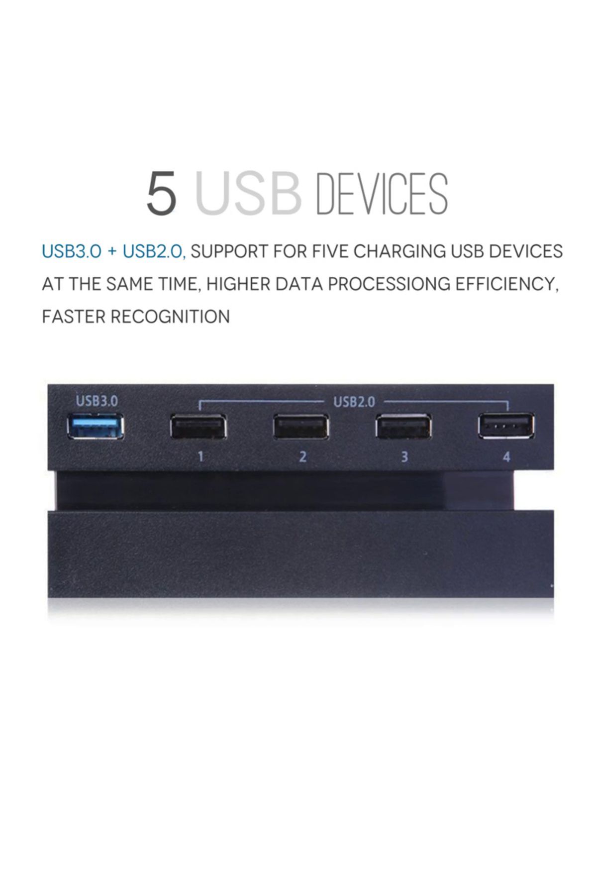 Choice-5 Port USB Hub for PS4, USB 3.0 High-Speed Adapter Expansion Hub Connector Fit for  PS4 Gaming Co... 5